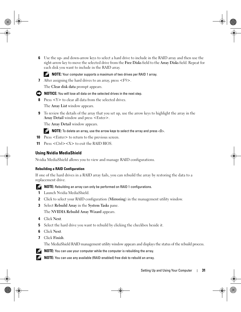 Using nvidia mediashield | Dell Dimension E521 User Manual | Page 31 / 158
