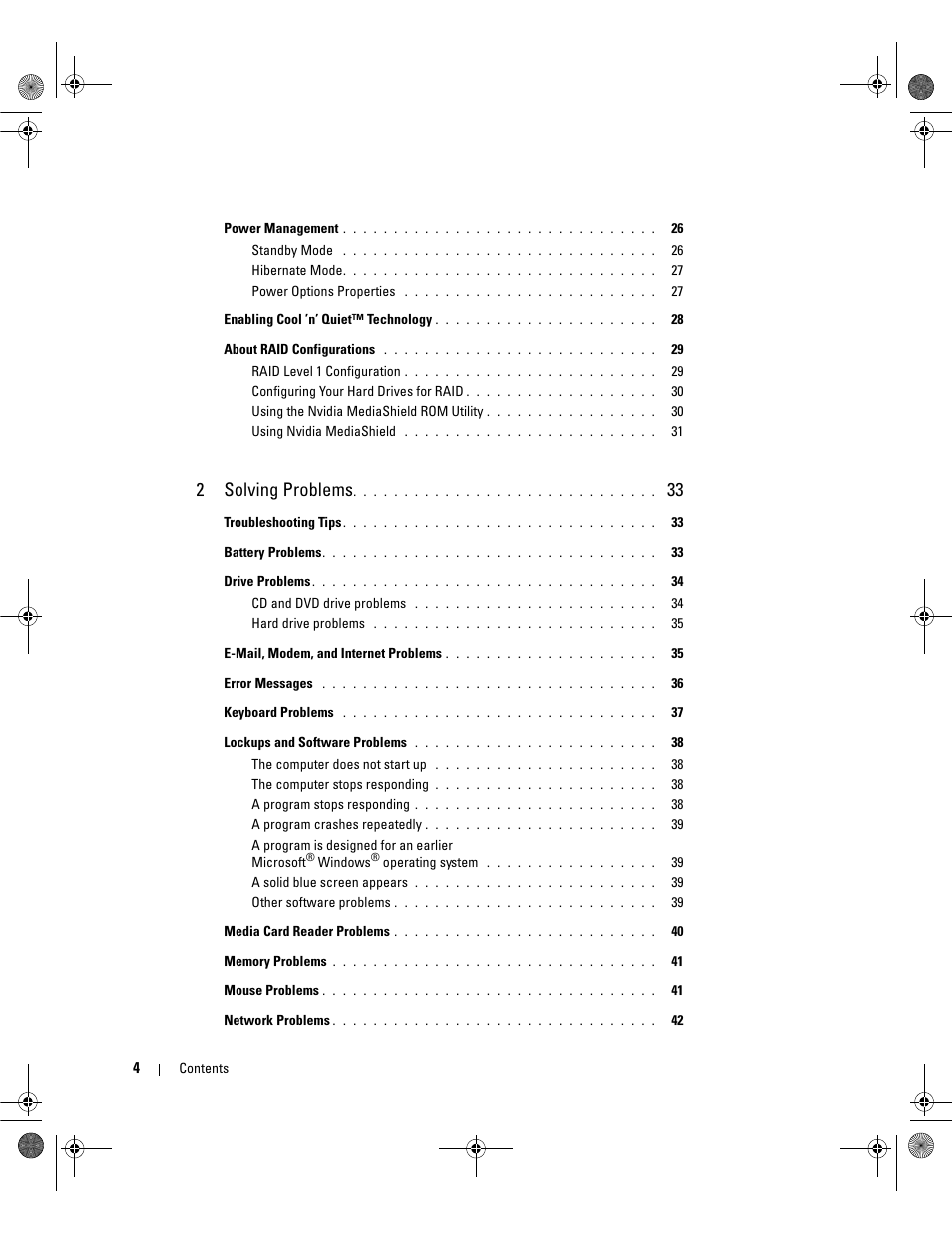 2solving problems | Dell Dimension E521 User Manual | Page 4 / 158