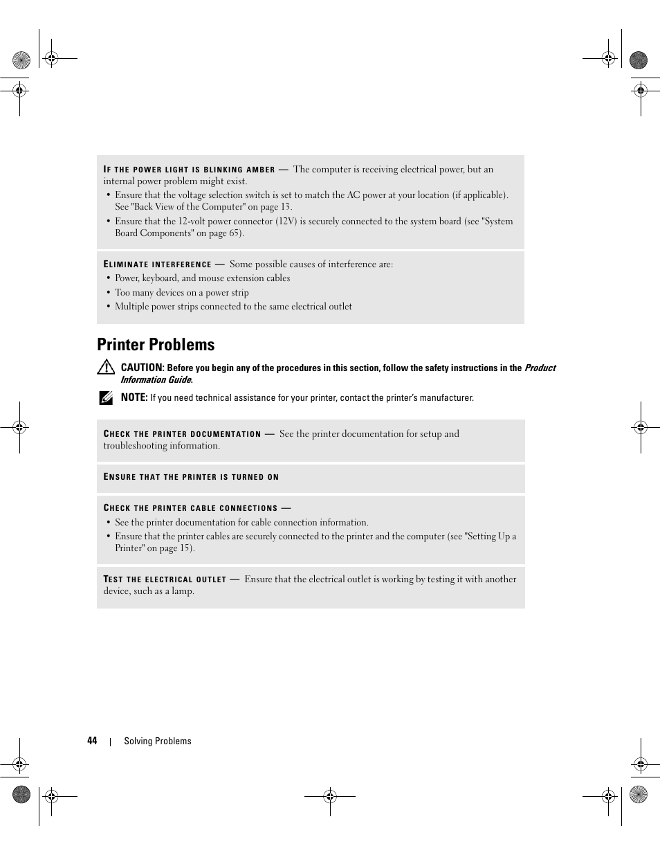 Printer problems | Dell Dimension E521 User Manual | Page 44 / 158