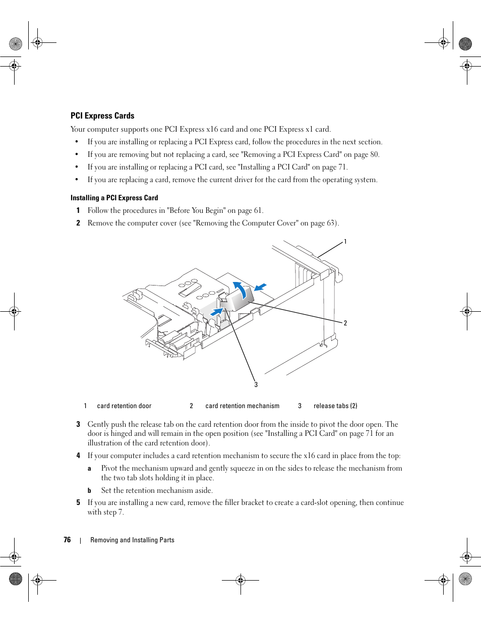 Pci express cards | Dell Dimension E521 User Manual | Page 76 / 158