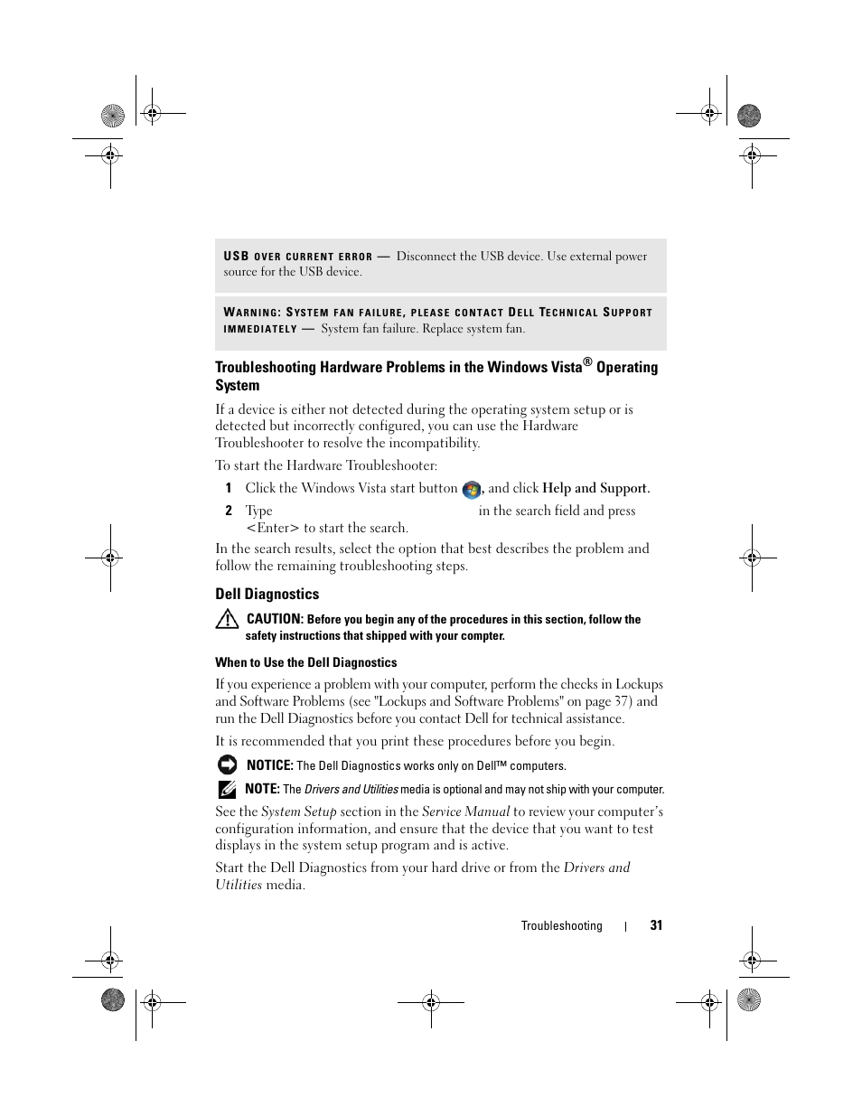 Dell diagnostics | Dell Inspiron 518 (Mid 2008) User Manual | Page 31 / 64