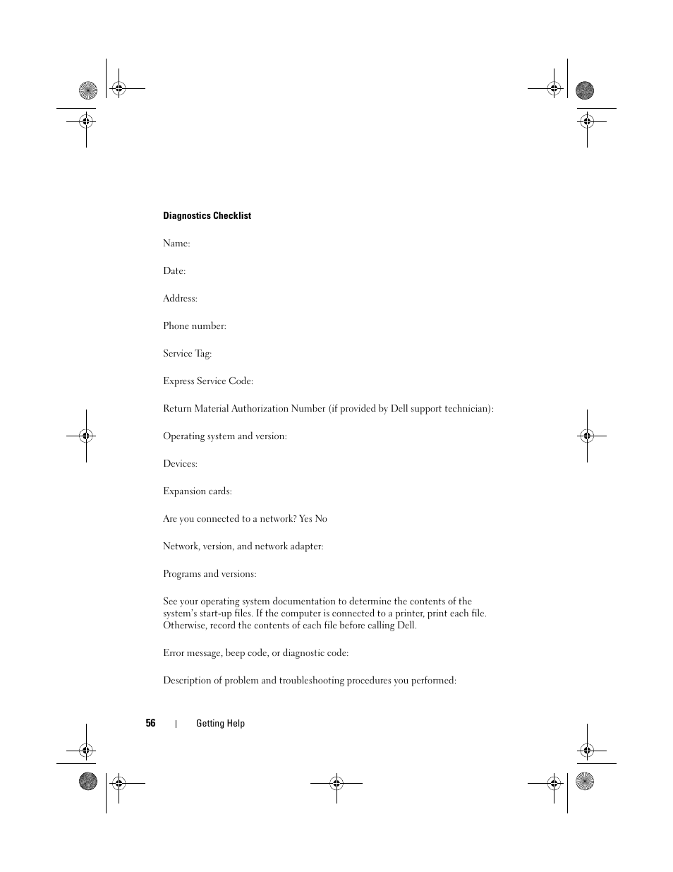 Ecklist (see "diagnostics checklist | Dell Inspiron 518 (Mid 2008) User Manual | Page 56 / 64