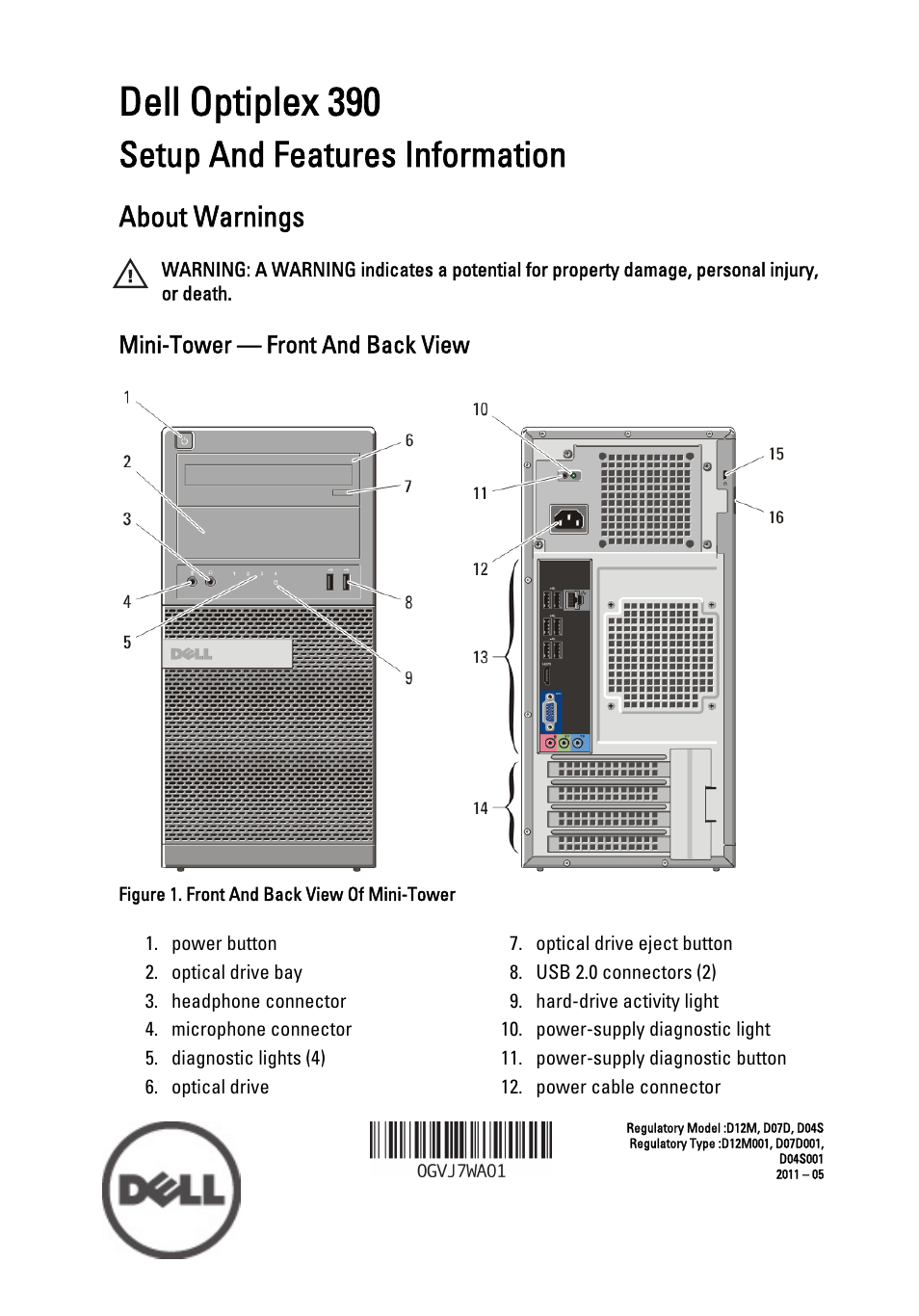 Dell OptiPlex 390 (Mid 2011) User Manual | 11 pages