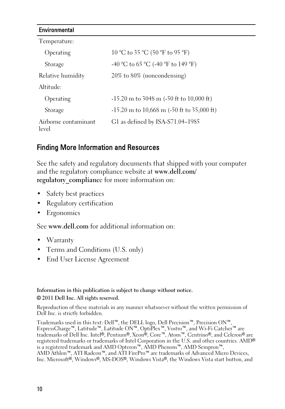 Finding more information and resources | Dell OptiPlex 390 (Mid 2011) User Manual | Page 10 / 11