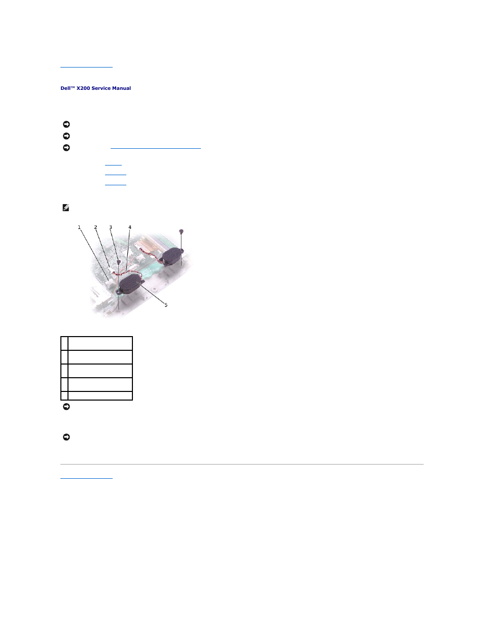 Speakers, Removing the speakers | Dell Inspiron X200 User Manual | Page 28 / 34