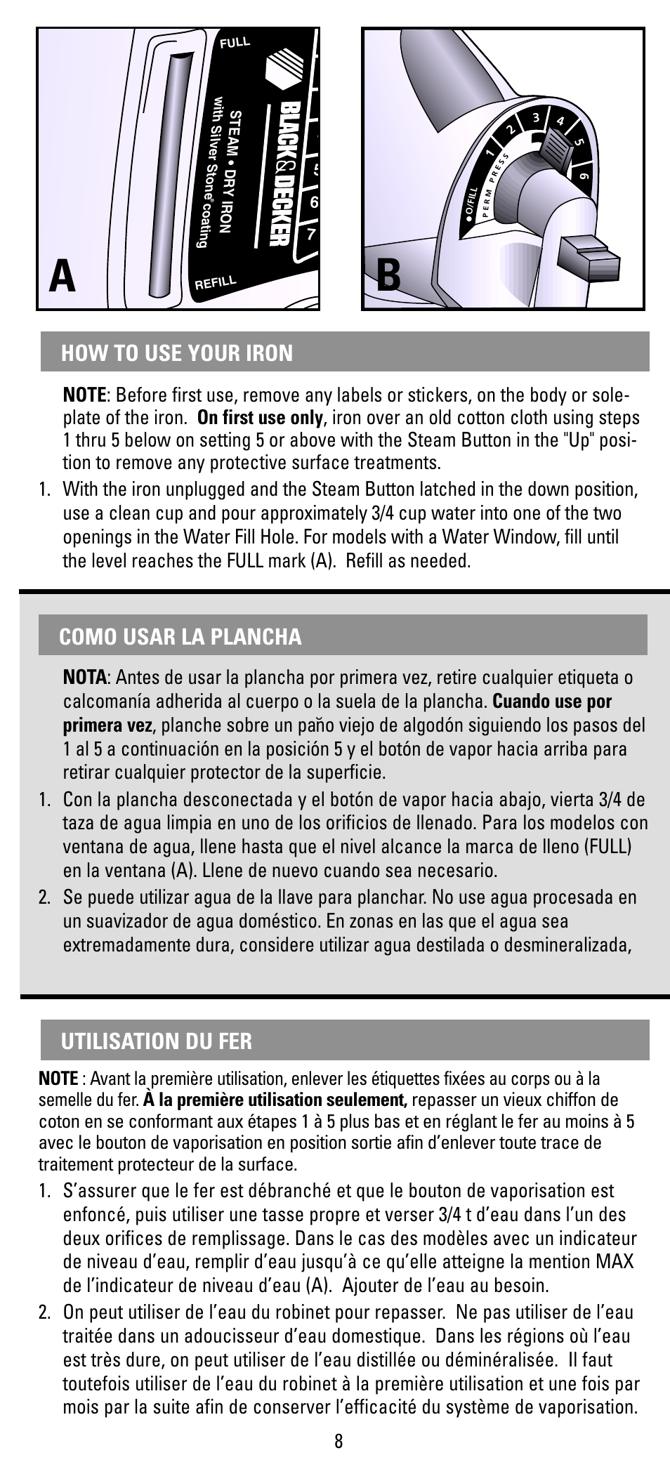 How to use, Como usar, Utilisation | Black & Decker F394S User Manual | Page 8 / 12
