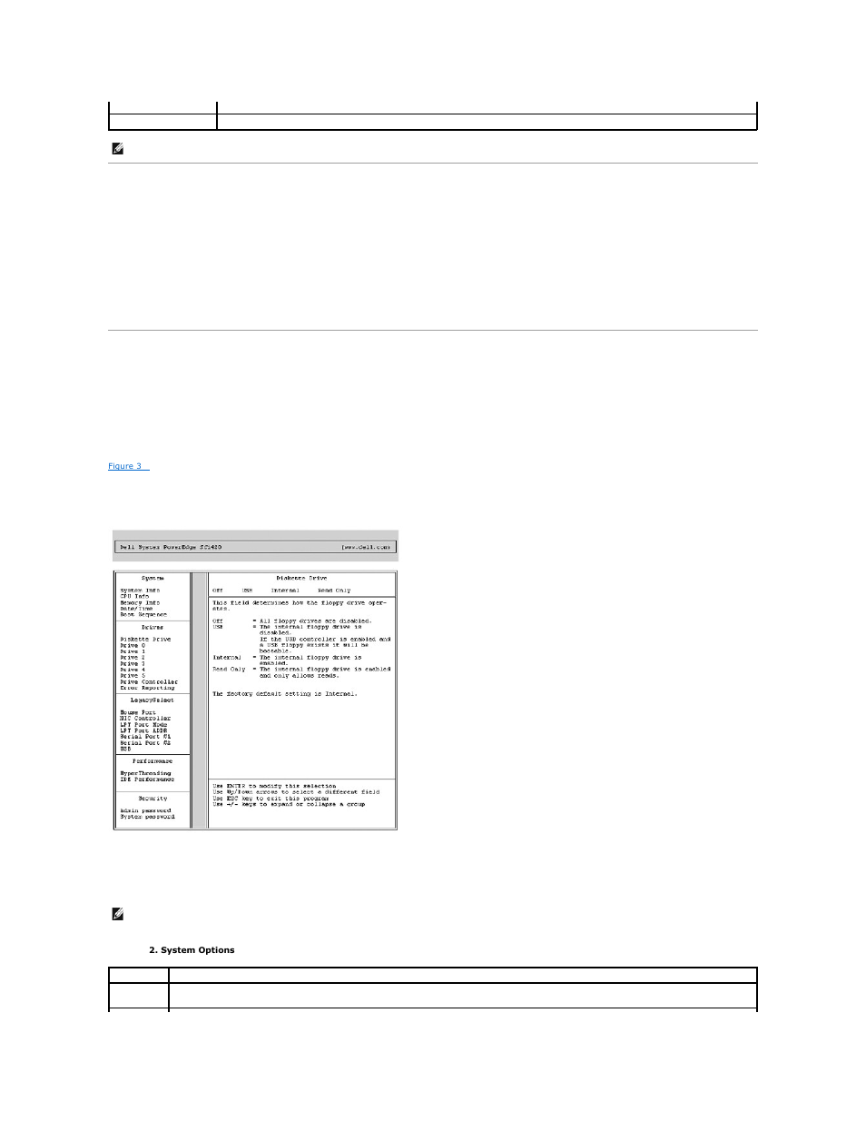 Exiting the system setup program, System setup options, Main screen | Dell PowerEdge SC1420 User Manual | Page 15 / 27