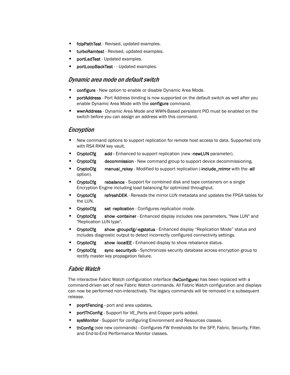 Dynamic area mode on default switch, Encryption, Fabric watch | Dell POWEREDGE M1000E User Manual | Page 24 / 1080