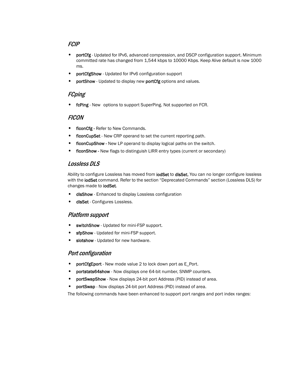 Fcip, Fcping, Ficon | Lossless dls, Platform support, Port configuration | Dell POWEREDGE M1000E User Manual | Page 25 / 1080