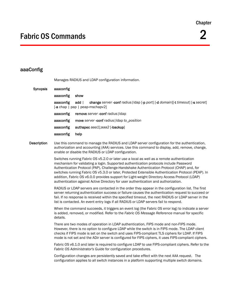 Fabric os commands, Aaaconfig, Chapter 2 | Chapter 2, “fabric os commands | Dell POWEREDGE M1000E User Manual | Page 37 / 1080