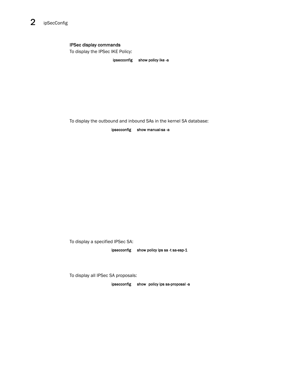 Ipsec display commands, Ipsec display, Commands | Section | Dell POWEREDGE M1000E User Manual | Page 478 / 1080