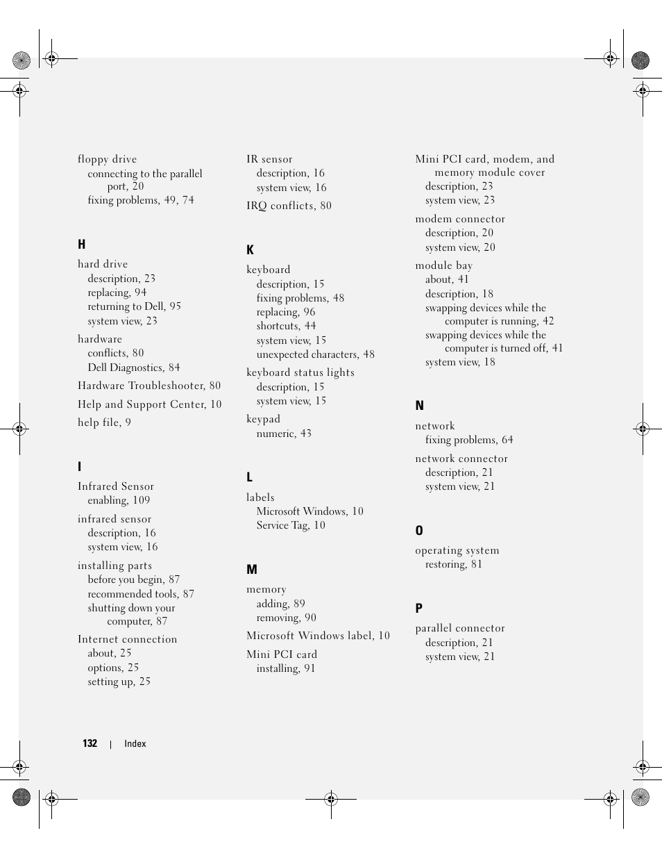 Dell Inspiron 510m User Manual | Page 132 / 134