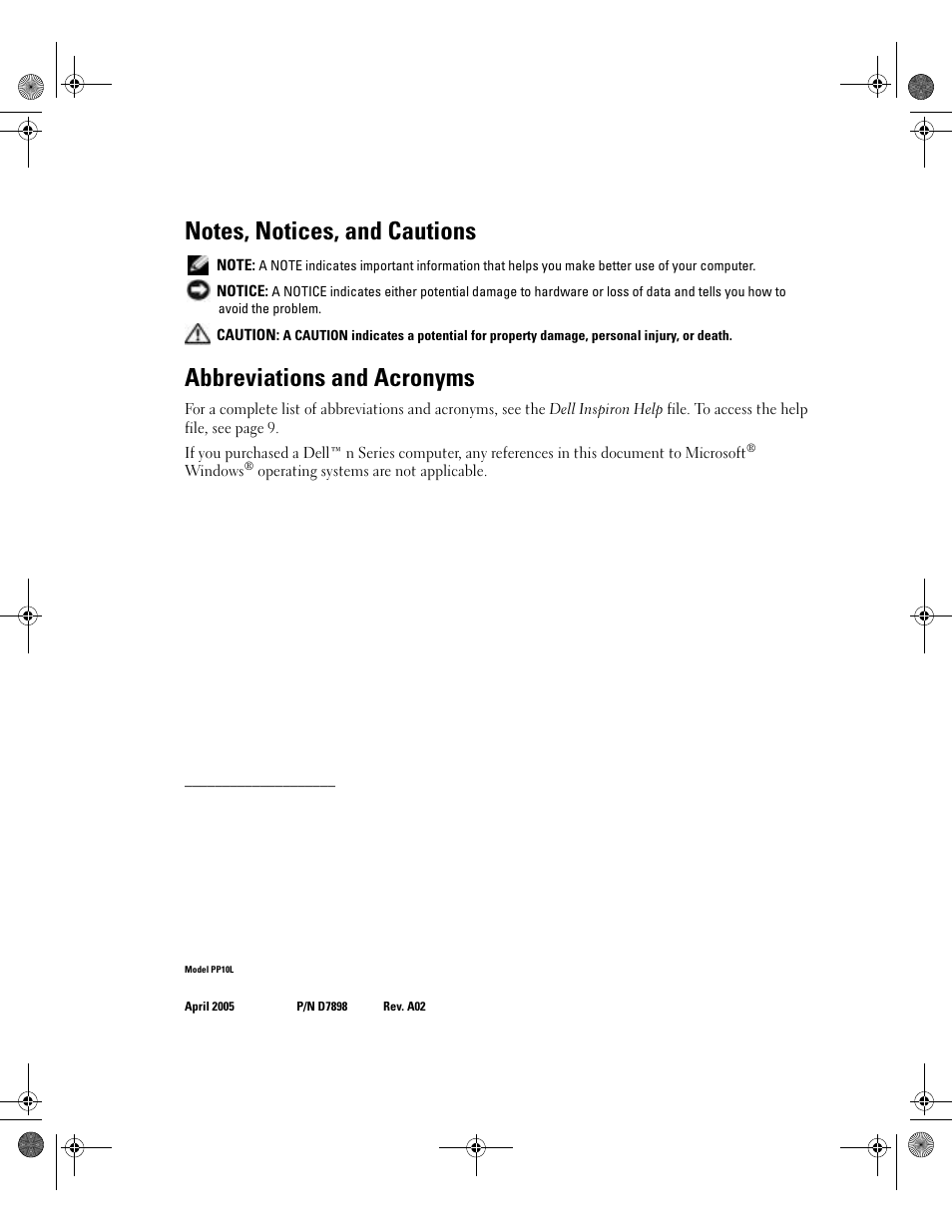 Abbreviations and acronyms | Dell Inspiron 510m User Manual | Page 2 / 134