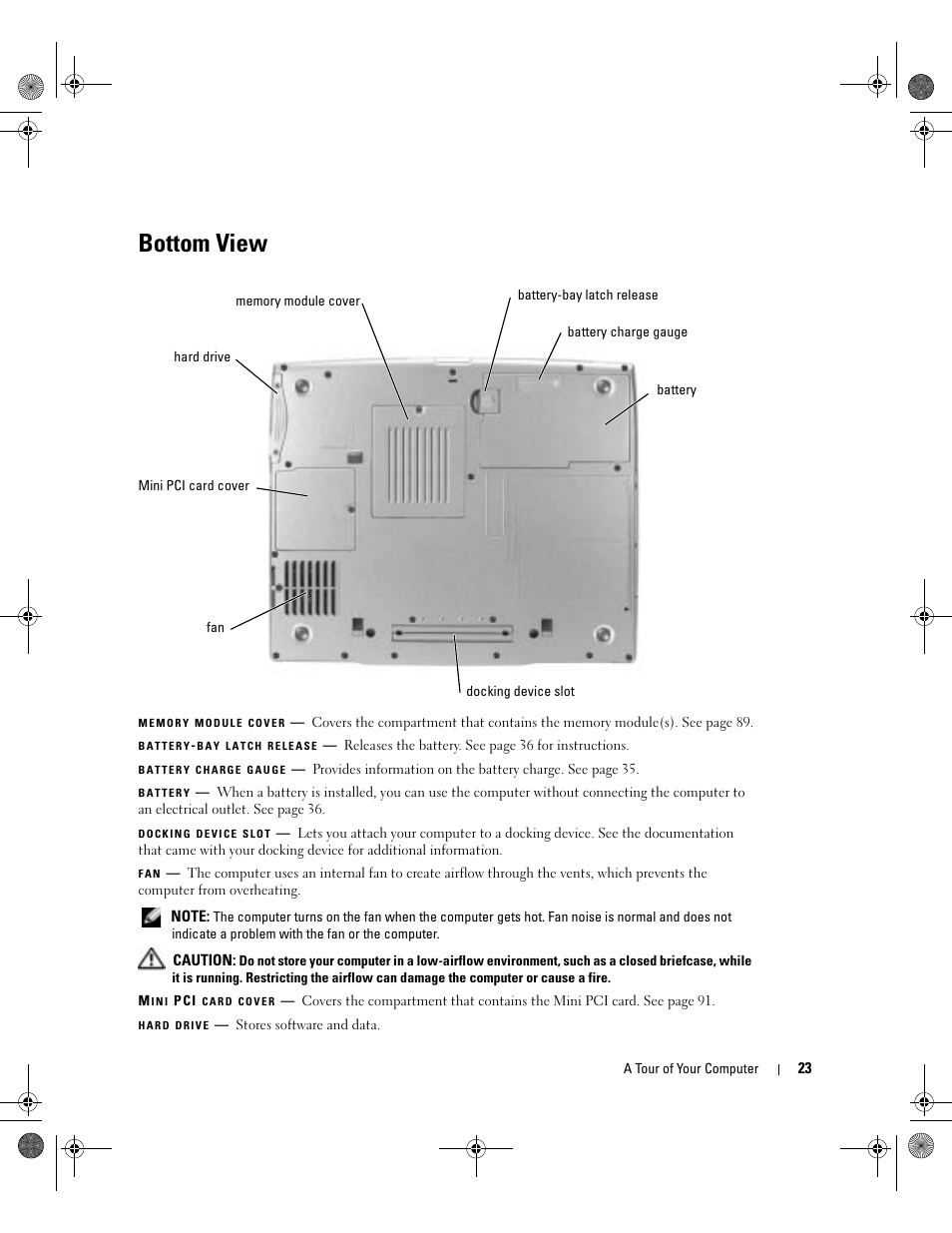 Bottom view | Dell Inspiron 510m User Manual | Page 23 / 134