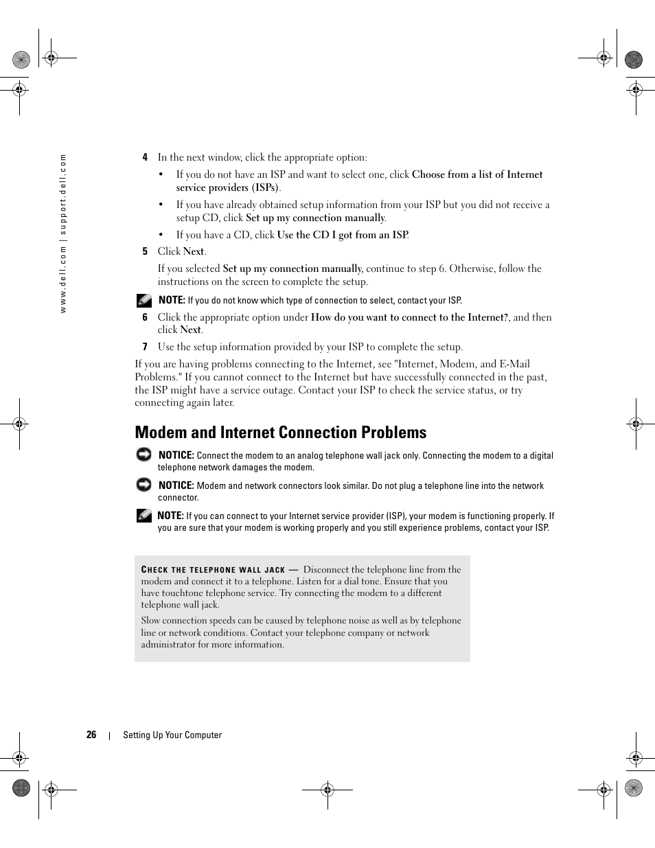 Modem and internet connection problems | Dell Inspiron 510m User Manual | Page 26 / 134