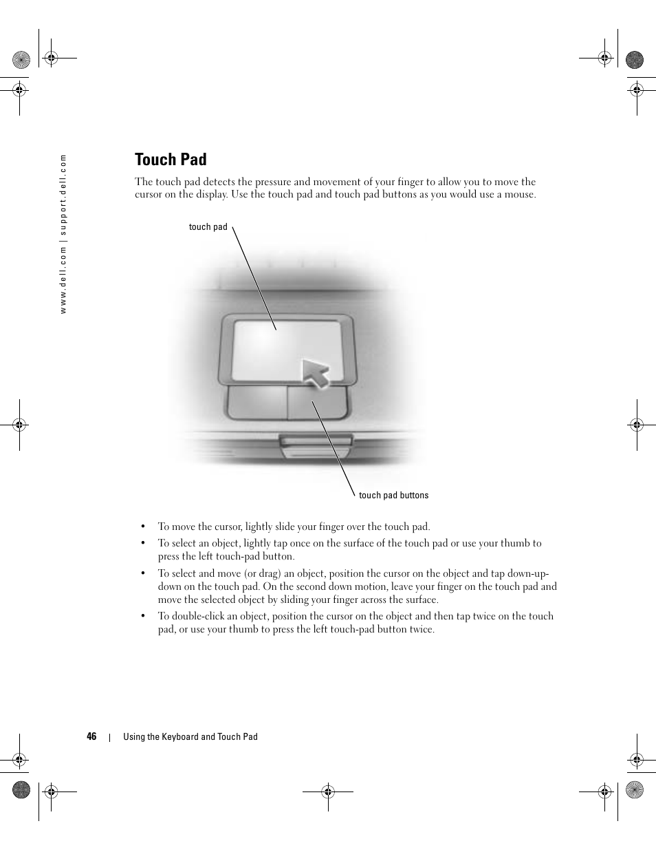 Touch pad | Dell Inspiron 510m User Manual | Page 46 / 134