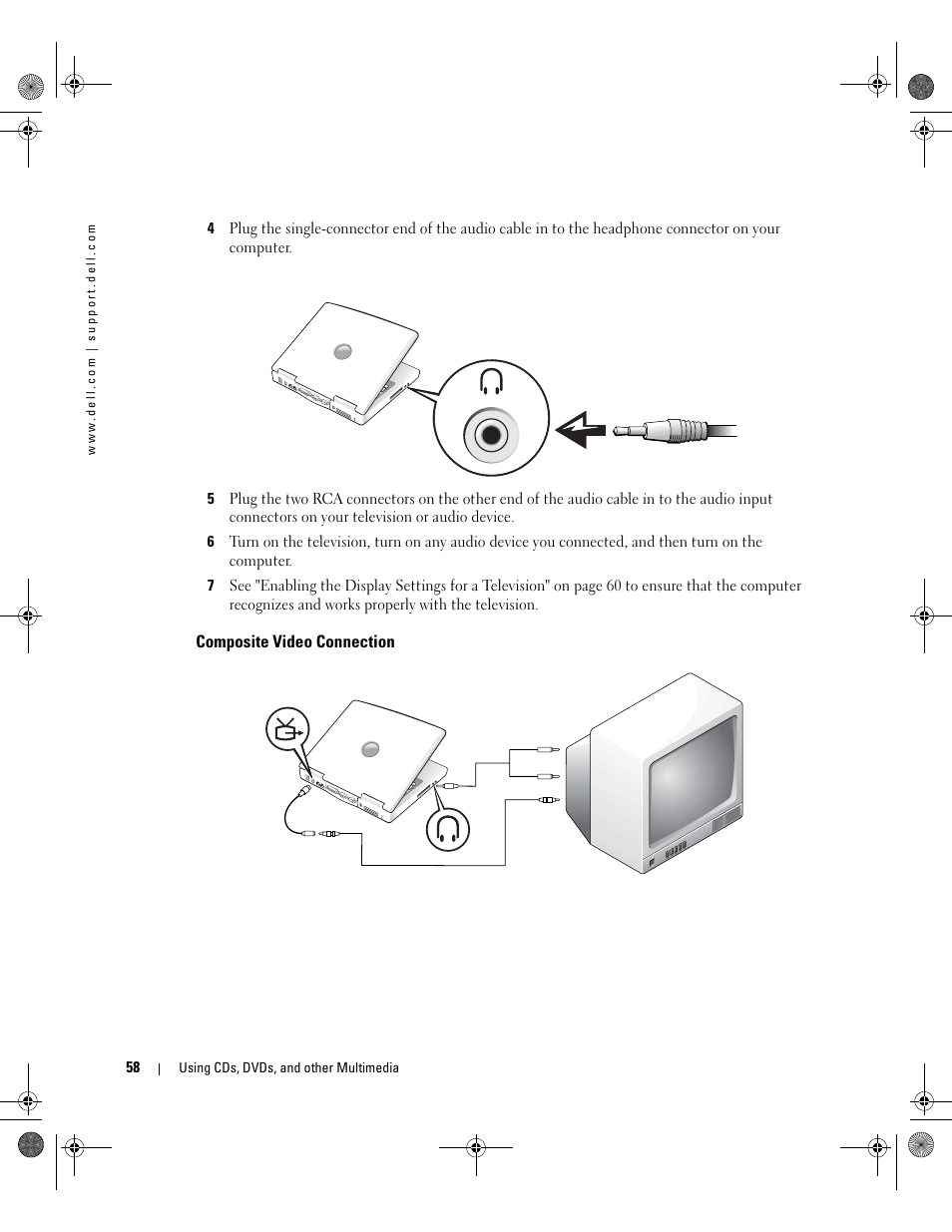 Composite video connection | Dell Inspiron 510m User Manual | Page 58 / 134