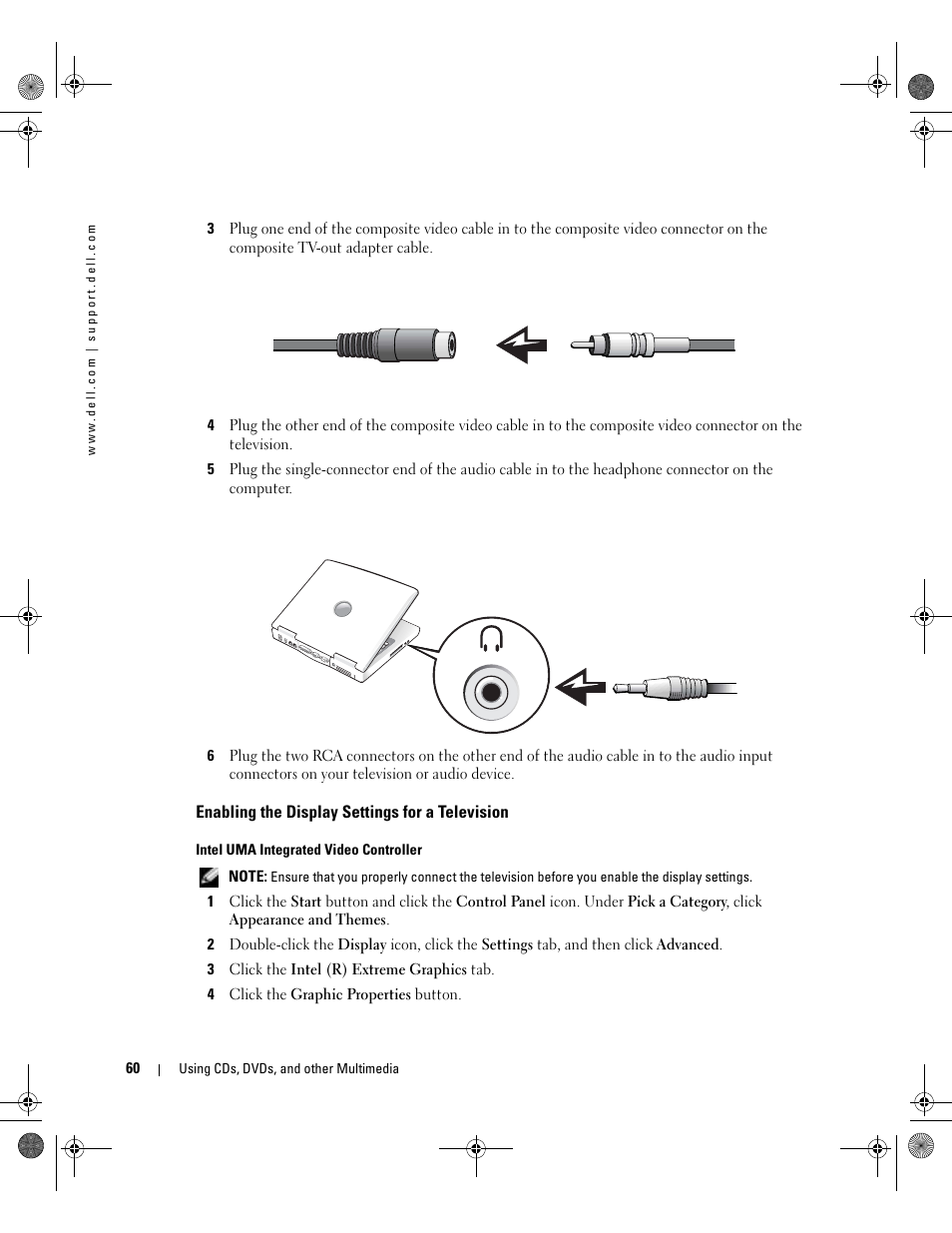 Enabling the display settings for a television | Dell Inspiron 510m User Manual | Page 60 / 134