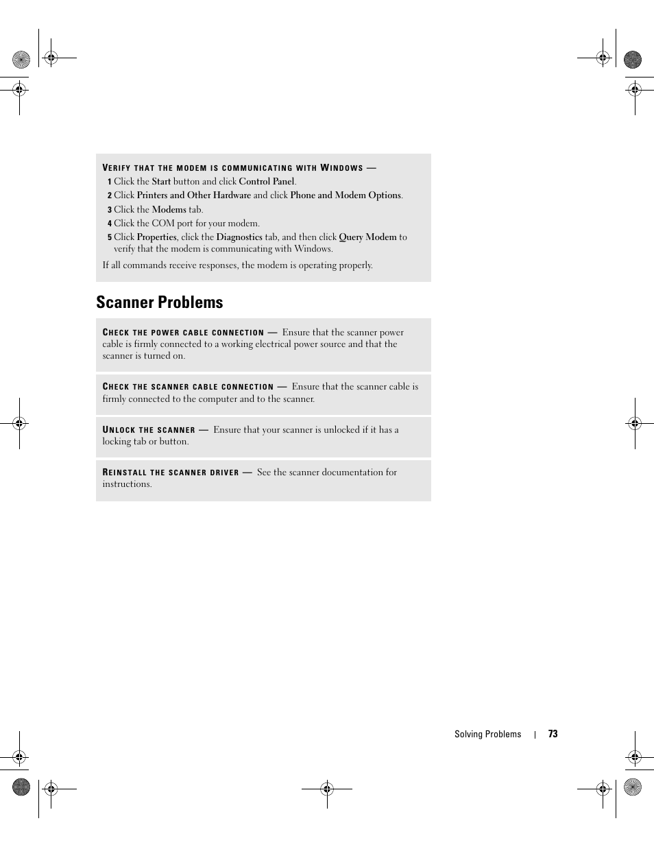 Scanner problems | Dell Inspiron 510m User Manual | Page 73 / 134