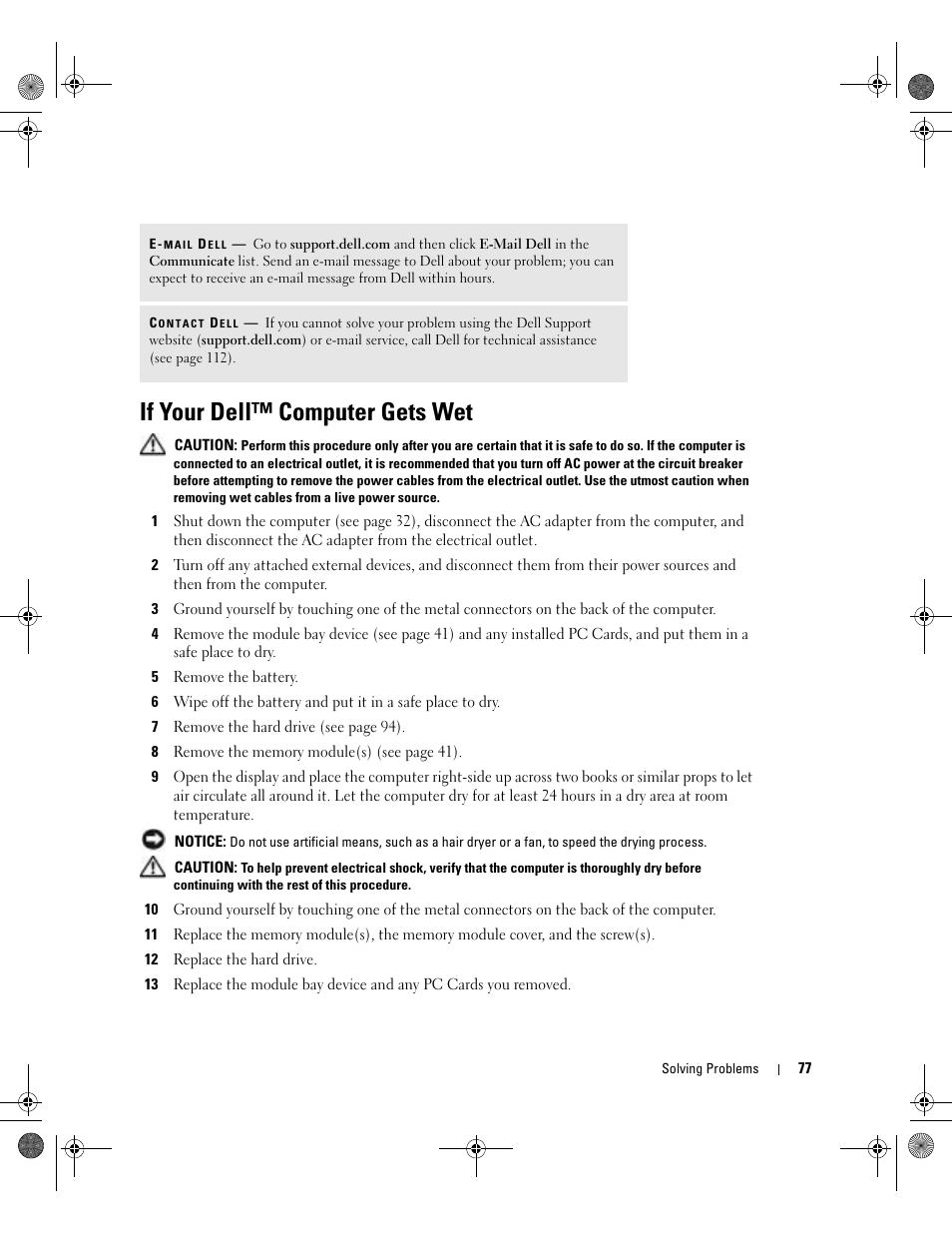 If your dell™ computer gets wet | Dell Inspiron 510m User Manual | Page 77 / 134