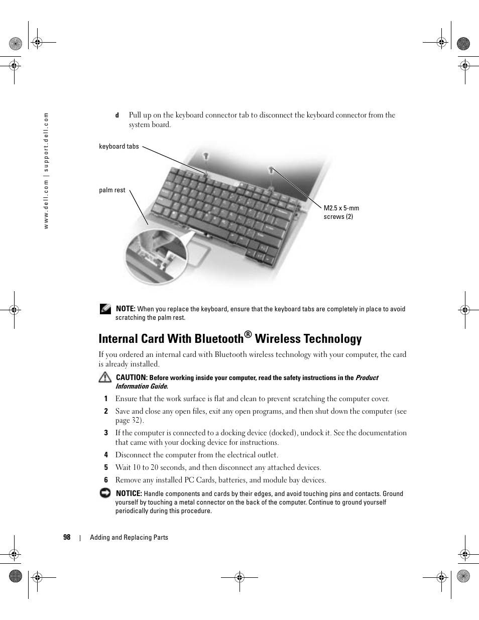 Internal card with bluetooth® wireless technology, Internal card with bluetooth, Wireless technology | Dell Inspiron 510m User Manual | Page 98 / 134