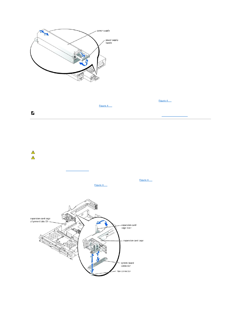 Expansion-card cage, Replacing a power supply, Removing the expansion-card cage | Dell PowerEdge 2650 User Manual | Page 35 / 65