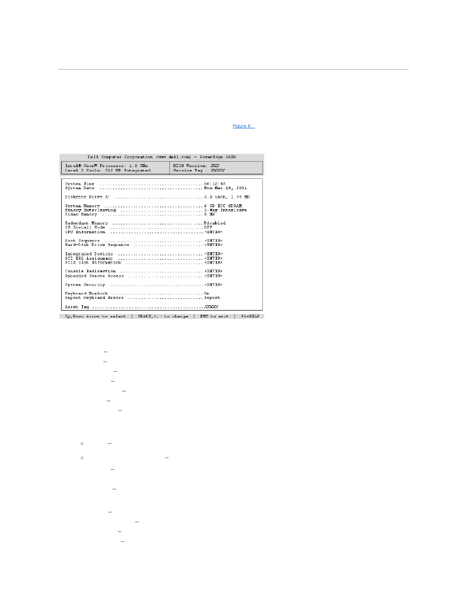 System setup options, Main screen | Dell PowerEdge 2650 User Manual | Page 59 / 65