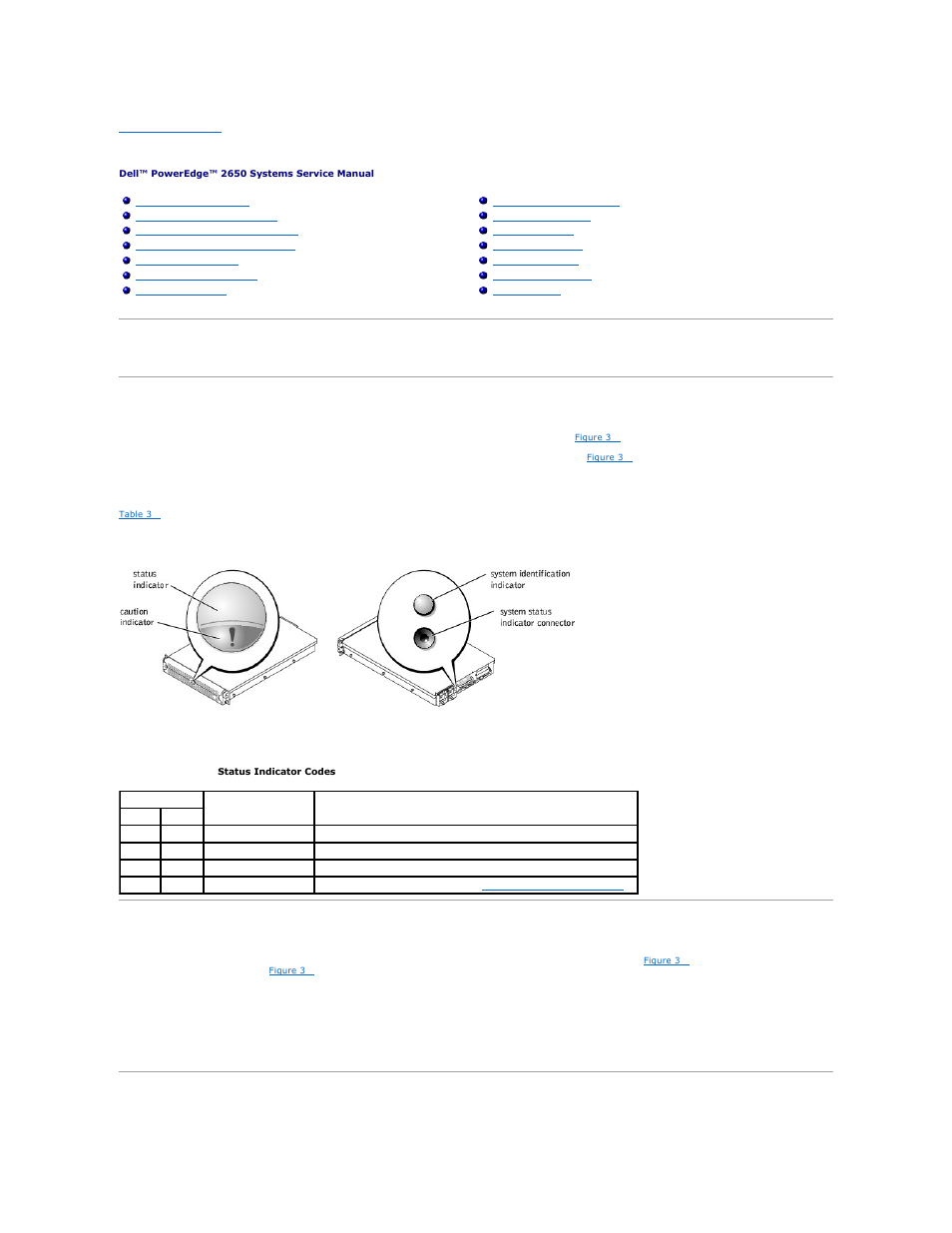 Indicators, codes, and messages, System-status indicators, System identification indicators | Front-panel indicators and features | Dell PowerEdge 2650 User Manual | Page 6 / 65