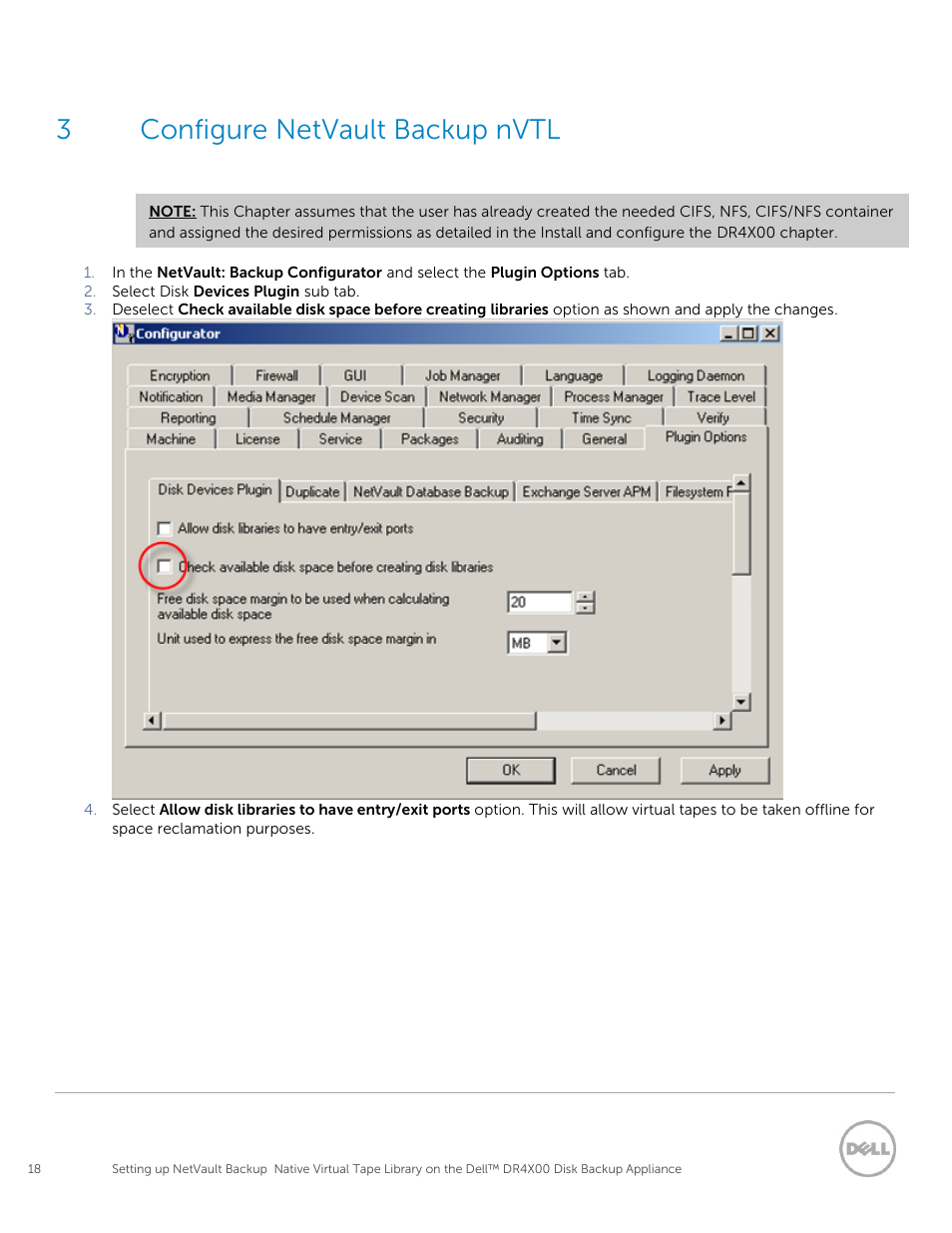 Configure netvault backup nvtl, 3configure netvault backup nvtl | Dell PowerVault DR2000v User Manual | Page 18 / 63