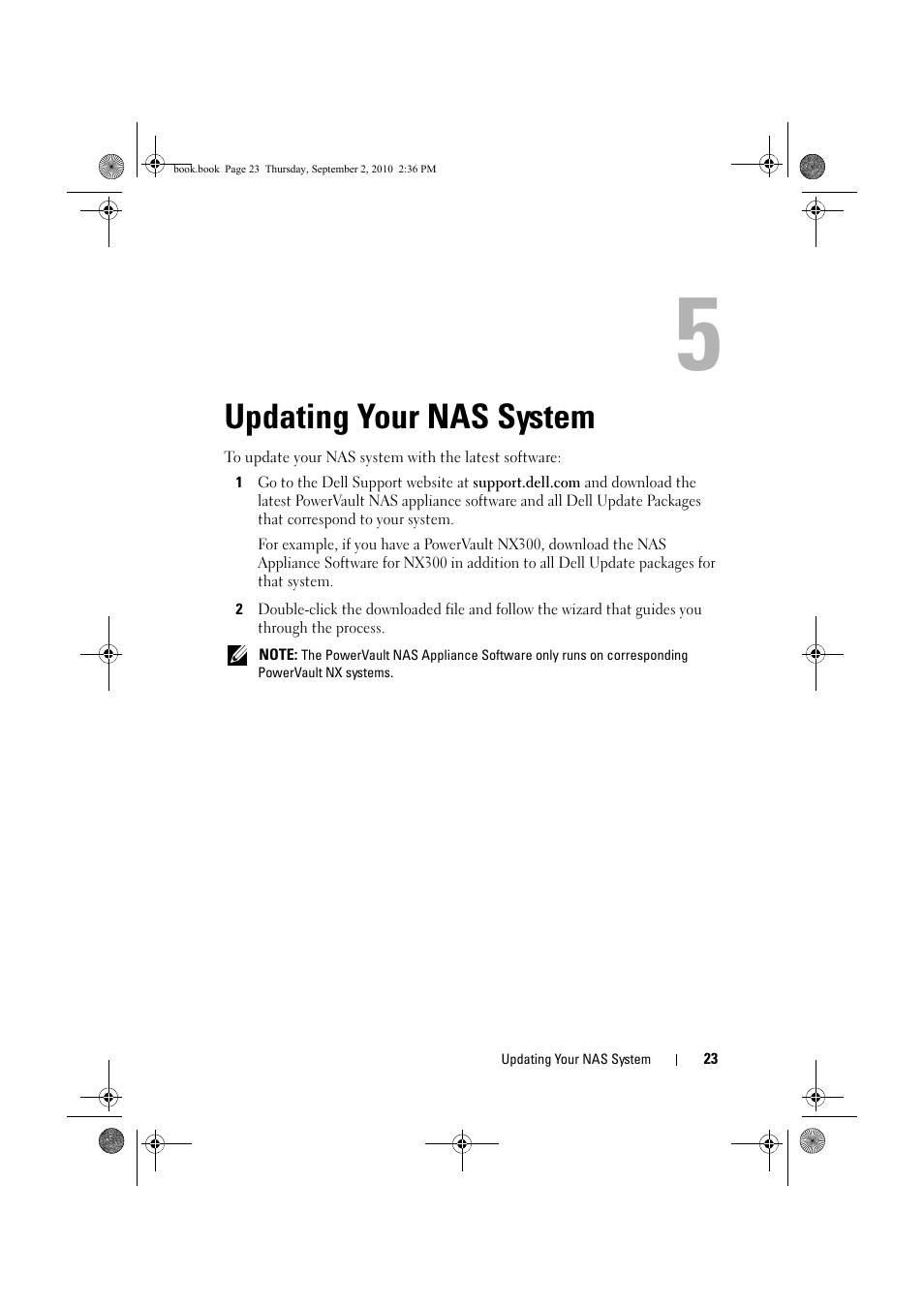 Updating your nas system | Dell PowerVault NX200 User Manual | Page 23 / 50