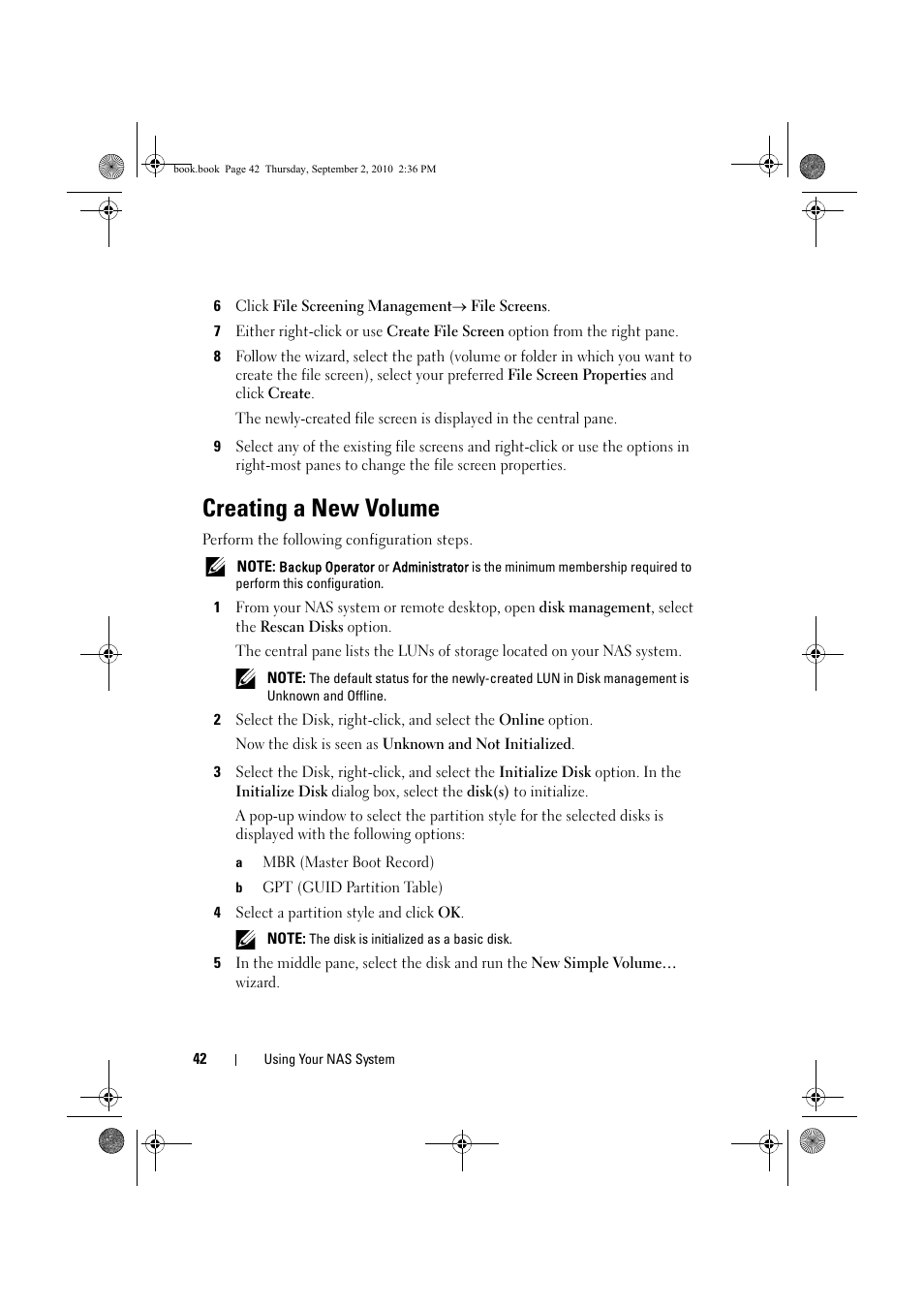 Creating a new volume | Dell PowerVault NX200 User Manual | Page 42 / 50