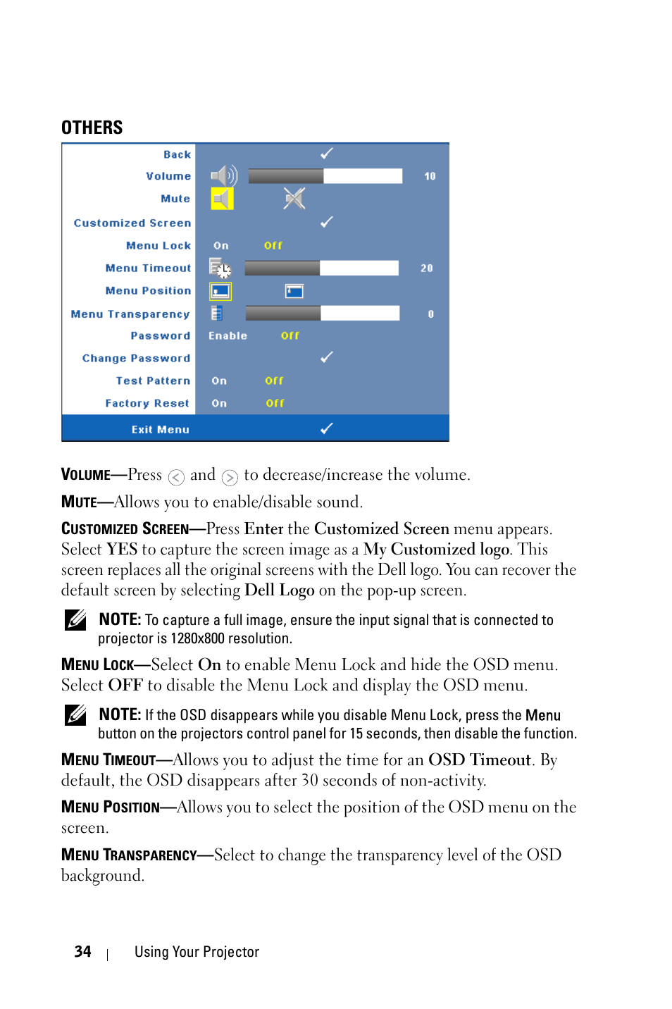 Others | Dell 1609WX Projector User Manual | Page 34 / 53