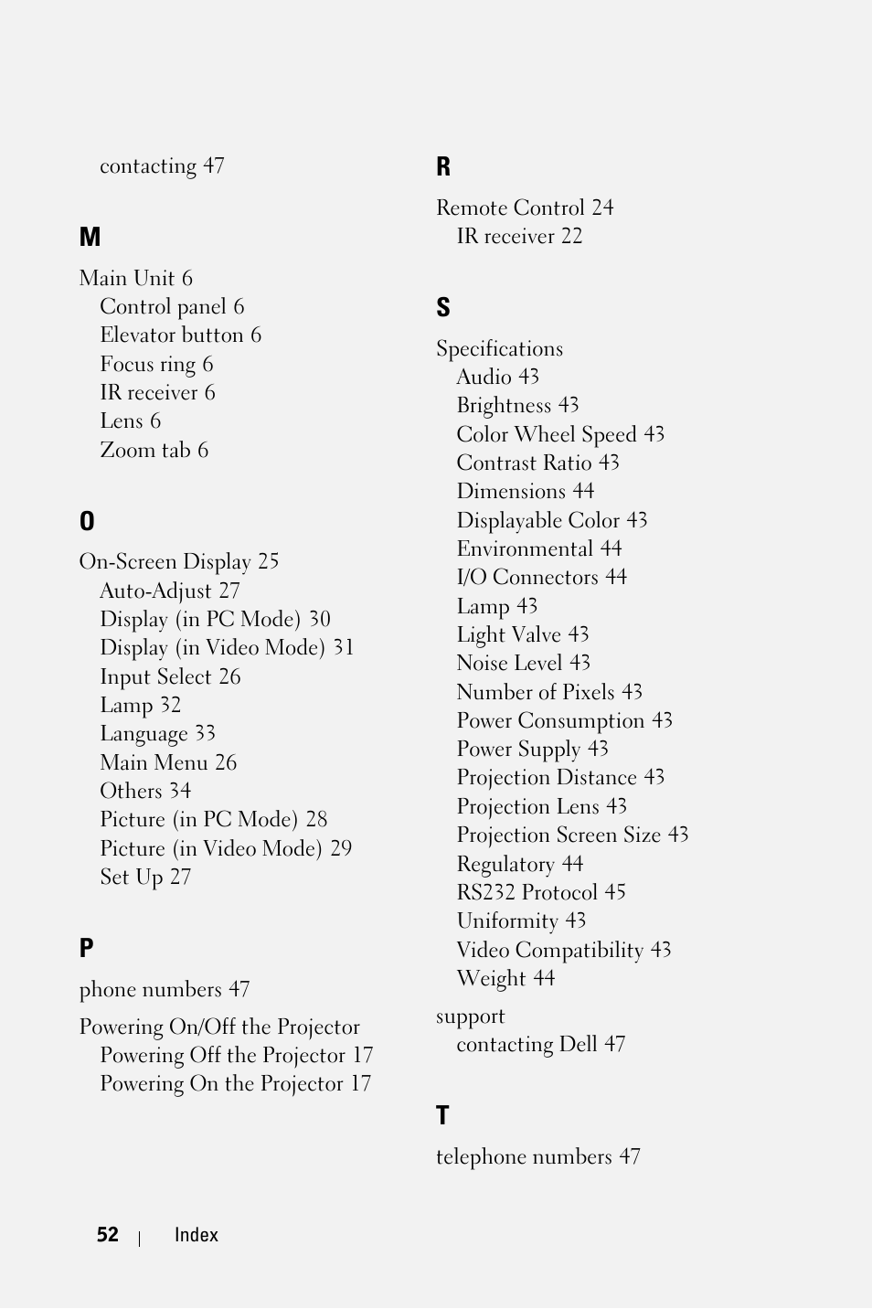 Dell 1609WX Projector User Manual | Page 52 / 53