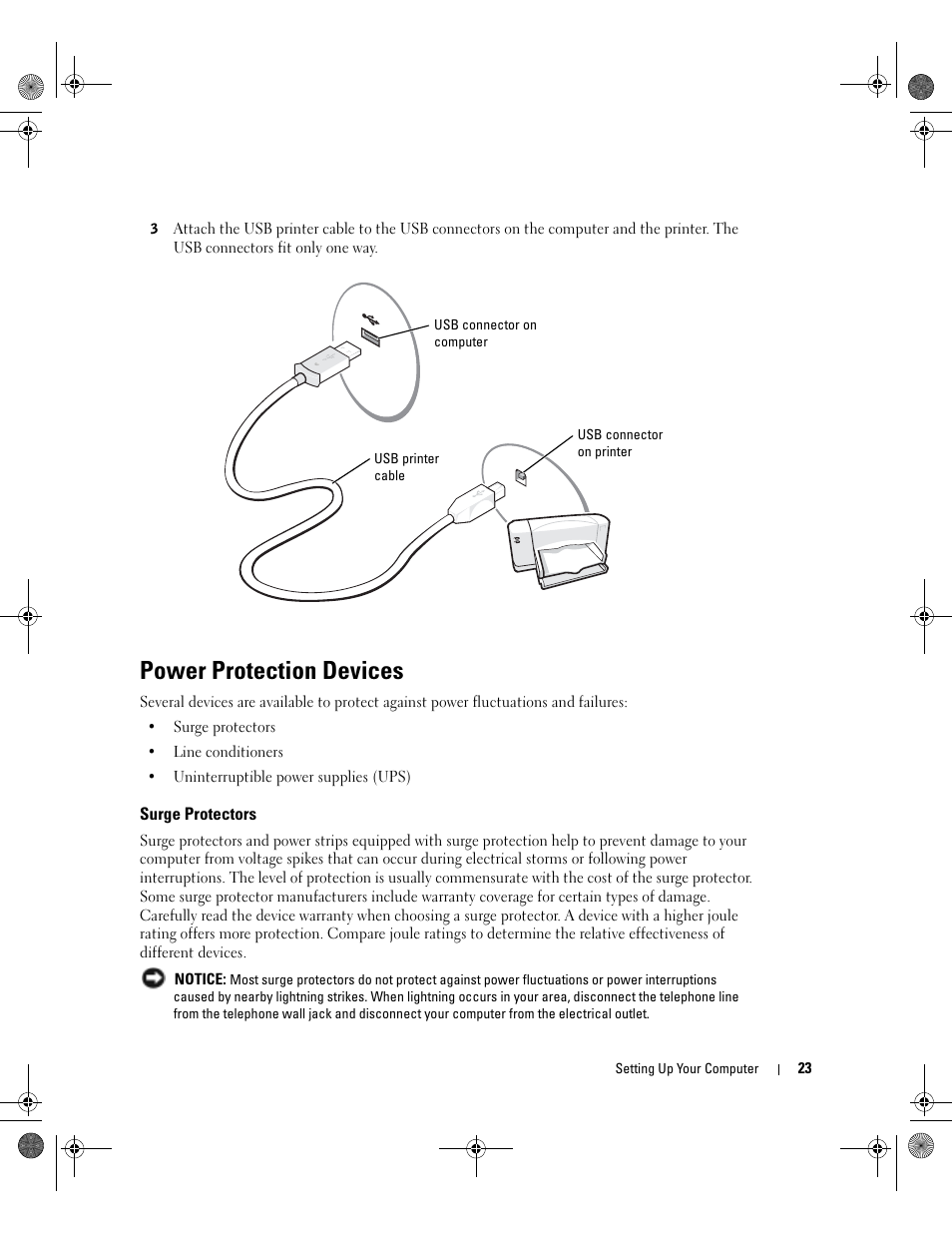 Power protection devices, Surge protectors | Dell Inspiron 9200 User Manual | Page 23 / 122