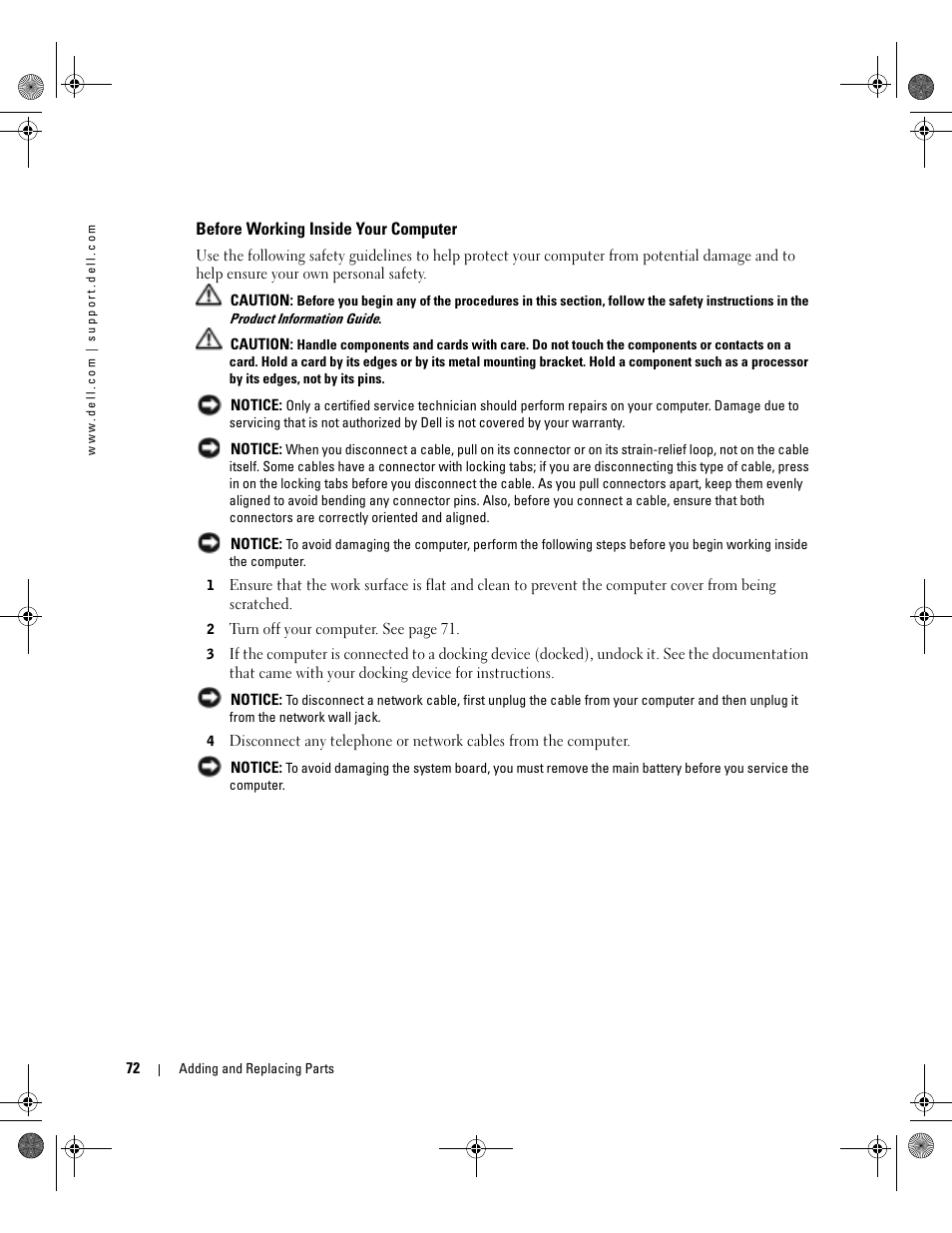 Before working inside your computer | Dell Inspiron 9200 User Manual | Page 72 / 122