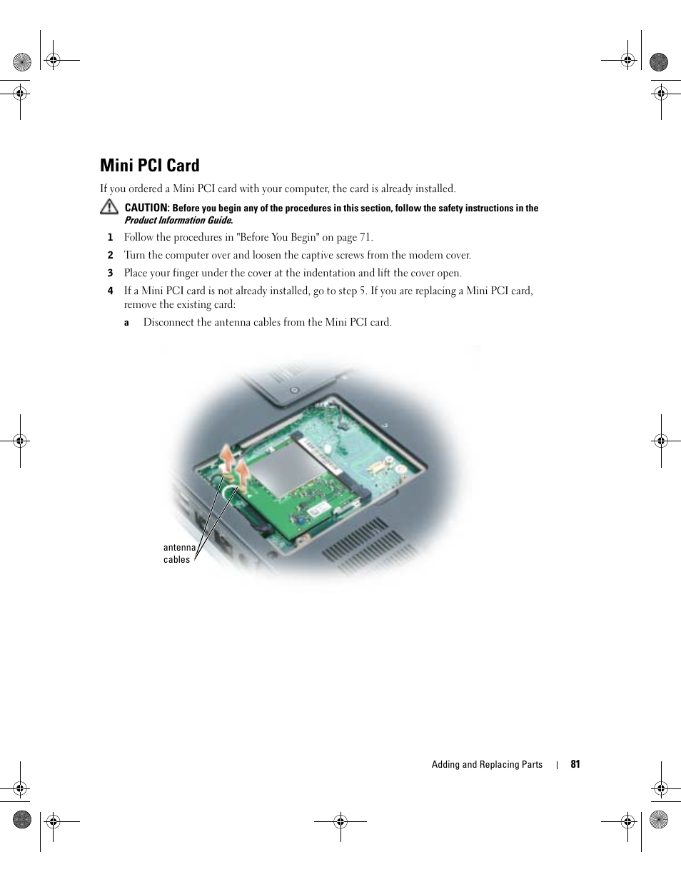 Mini pci card | Dell Inspiron 9200 User Manual | Page 81 / 122