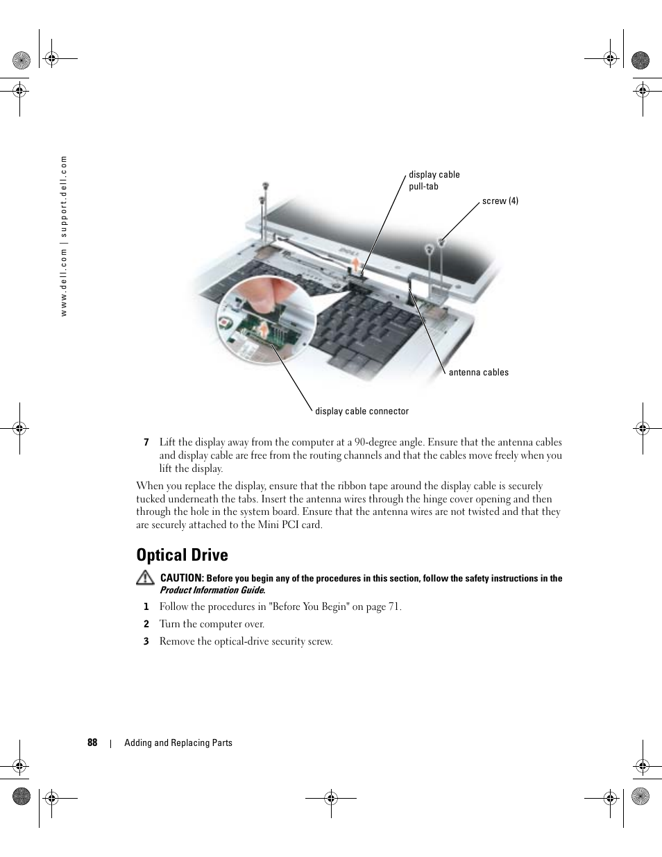 Optical drive | Dell Inspiron 9200 User Manual | Page 88 / 122