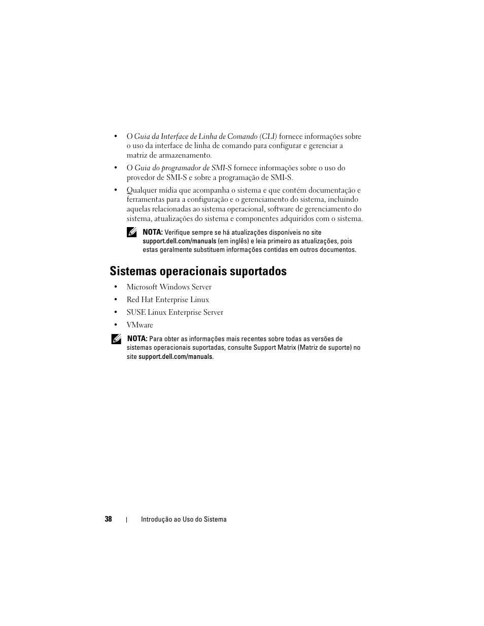 Sistemas operacionais suportados | Dell PowerVault MD3220 User Manual | Page 40 / 76