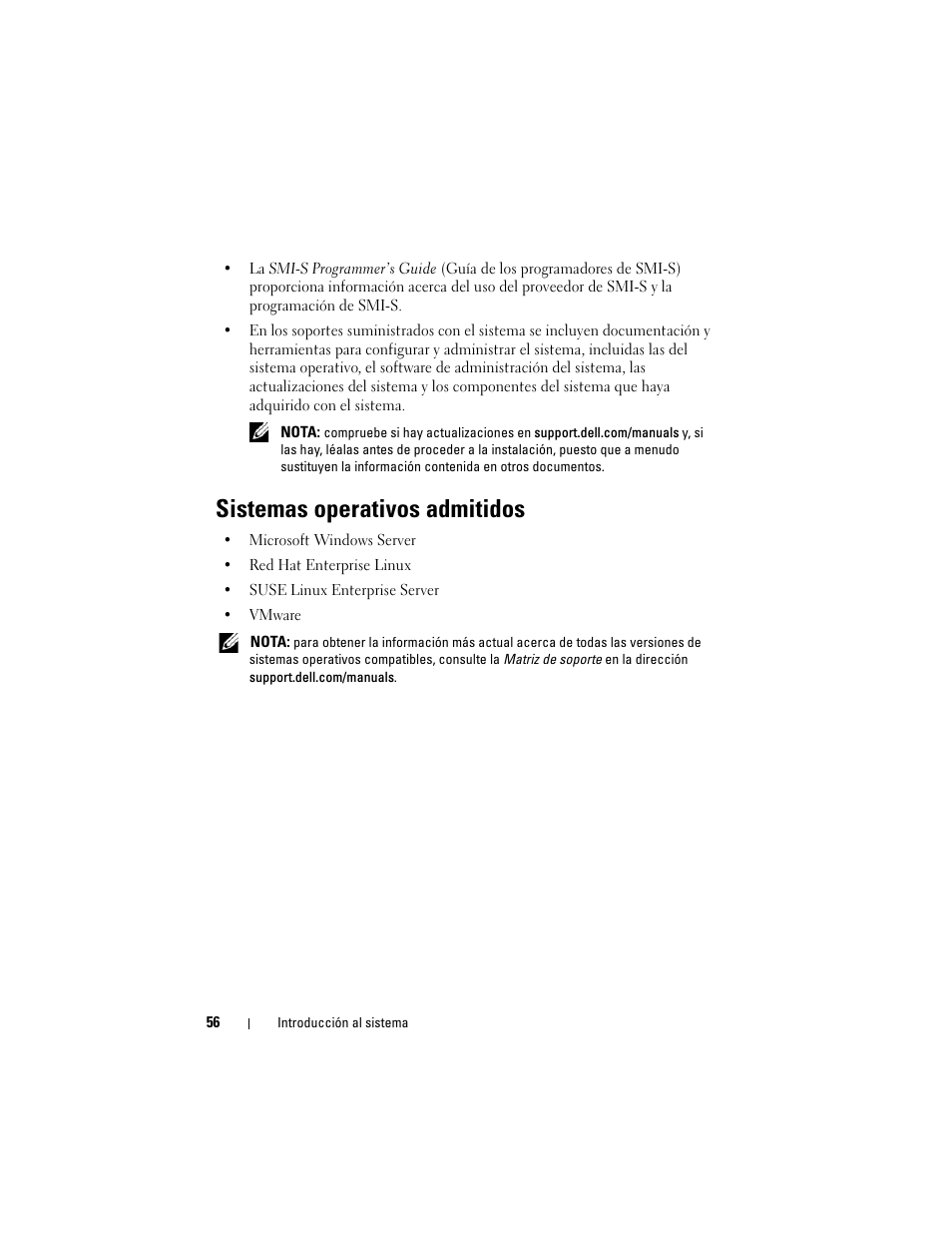 Sistemas operativos admitidos | Dell PowerVault MD3220 User Manual | Page 58 / 76