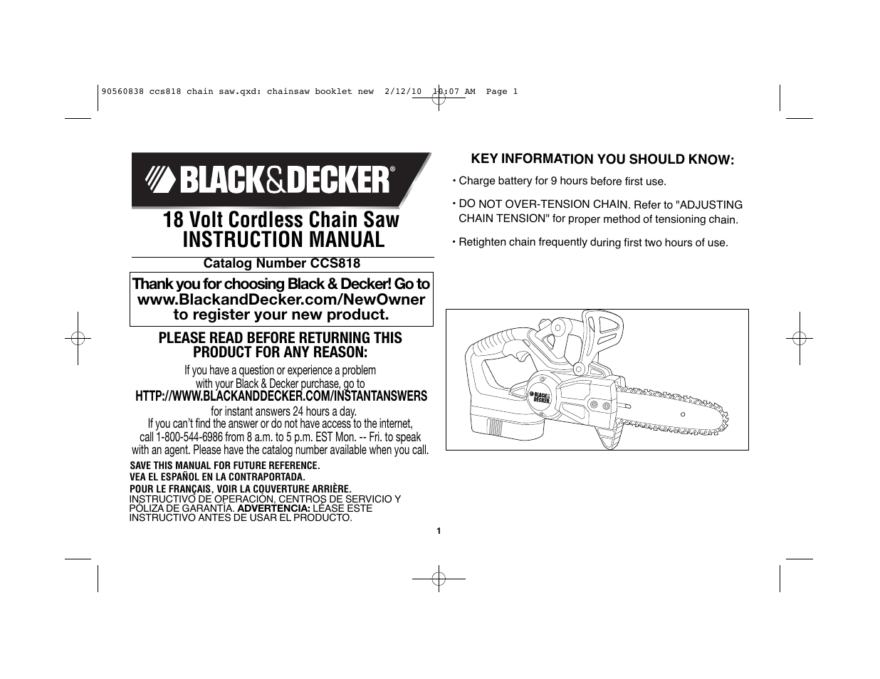 Black & Decker CCS818 User Manual | 56 pages