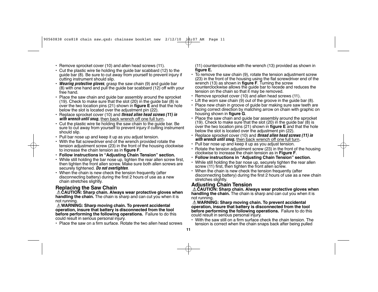 Black & Decker CCS818 User Manual | Page 11 / 56