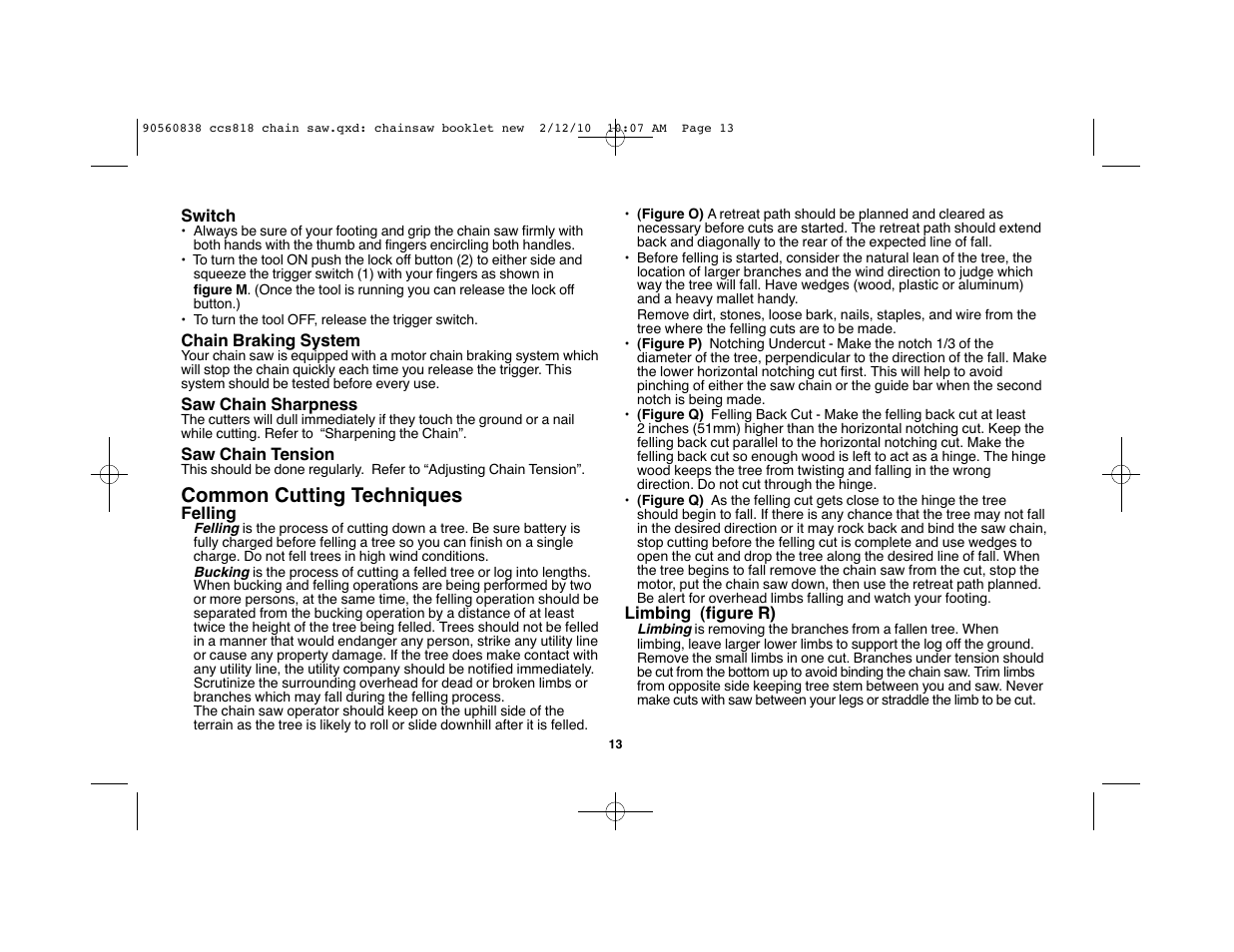 Common cutting techniques | Black & Decker CCS818 User Manual | Page 13 / 56