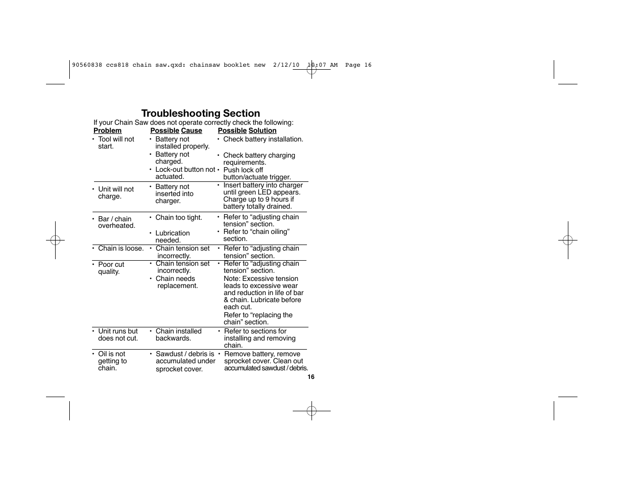 Black & Decker CCS818 User Manual | Page 16 / 56
