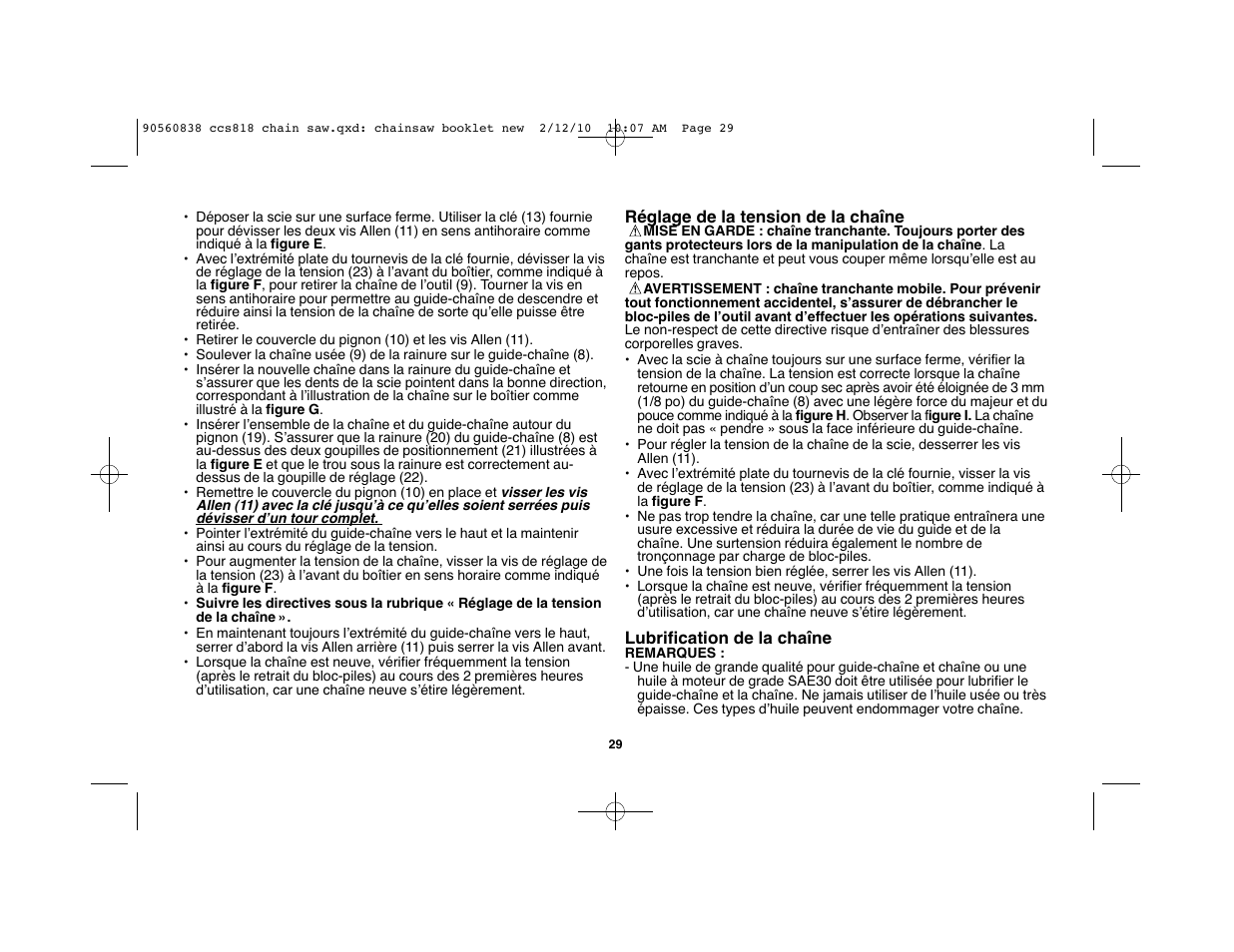 Black & Decker CCS818 User Manual | Page 29 / 56