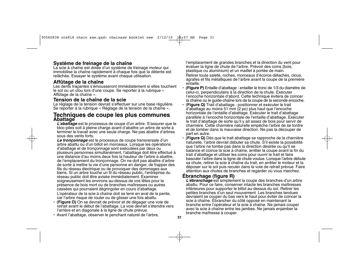 Techniques de coupe les plus communes | Black & Decker CCS818 User Manual | Page 31 / 56