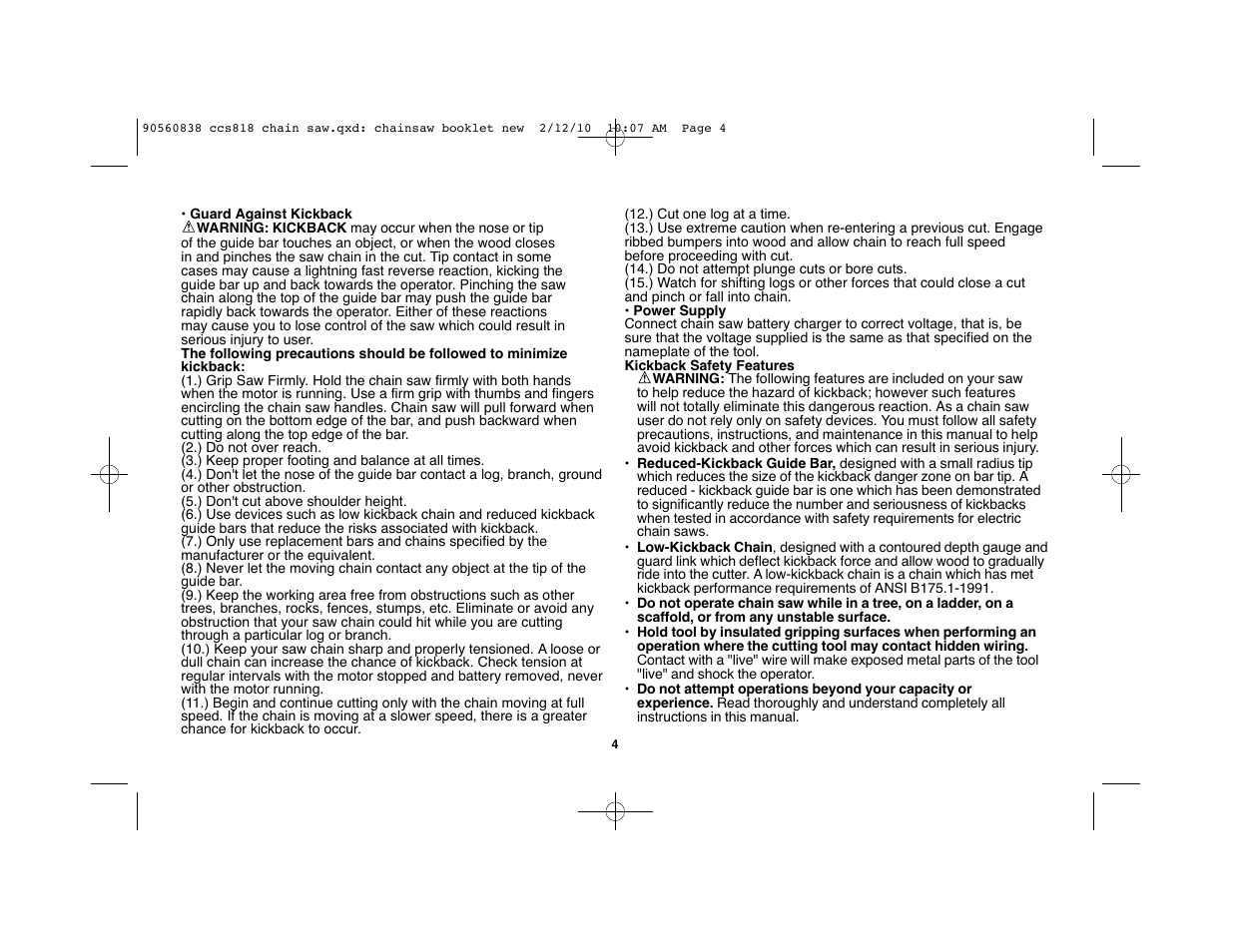Black & Decker CCS818 User Manual | Page 4 / 56