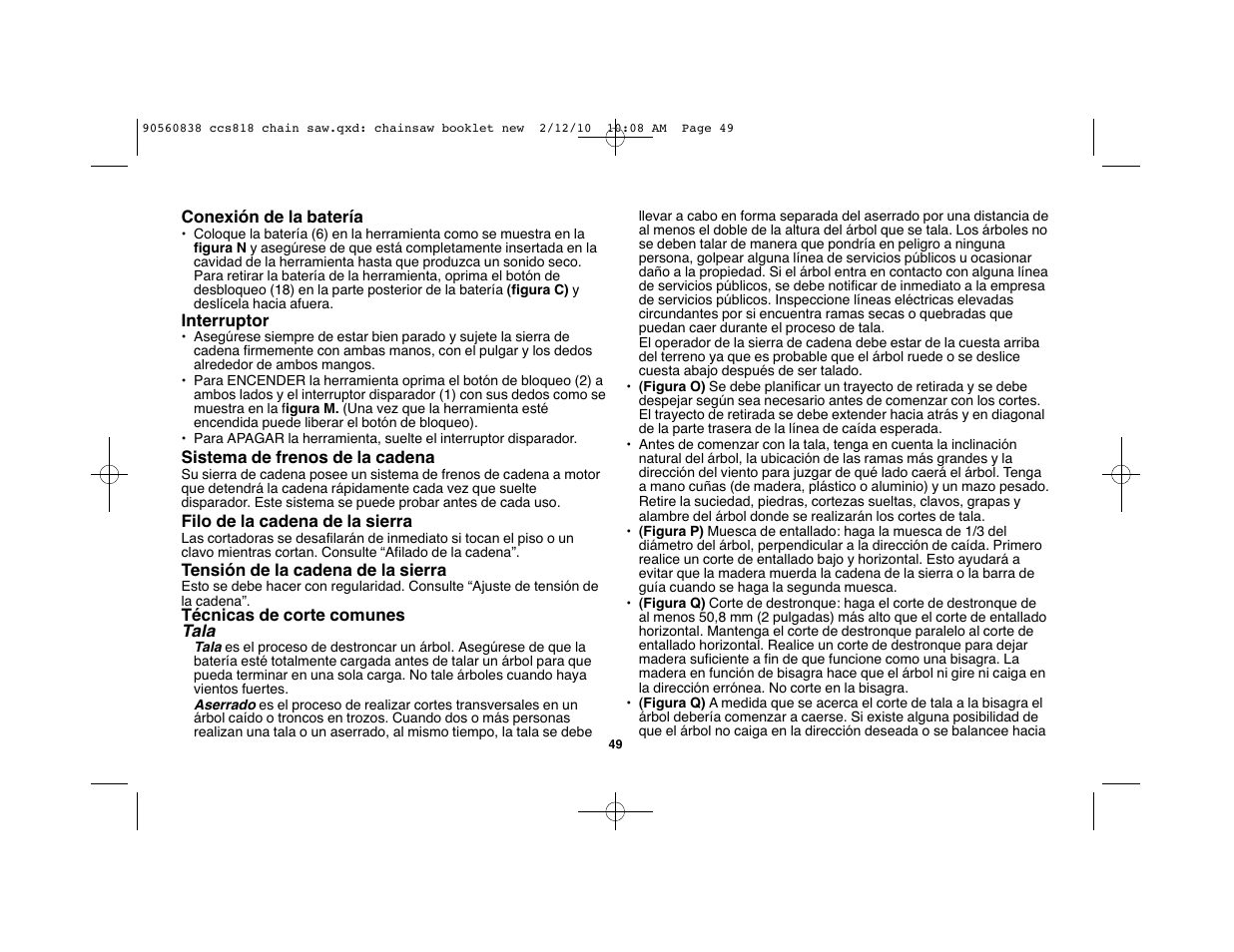 Black & Decker CCS818 User Manual | Page 49 / 56