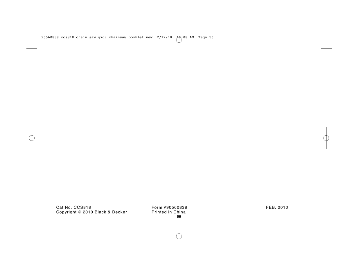 Black & Decker CCS818 User Manual | Page 56 / 56