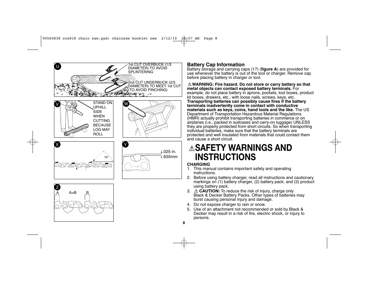 Safety warnings and instructions | Black & Decker CCS818 User Manual | Page 8 / 56