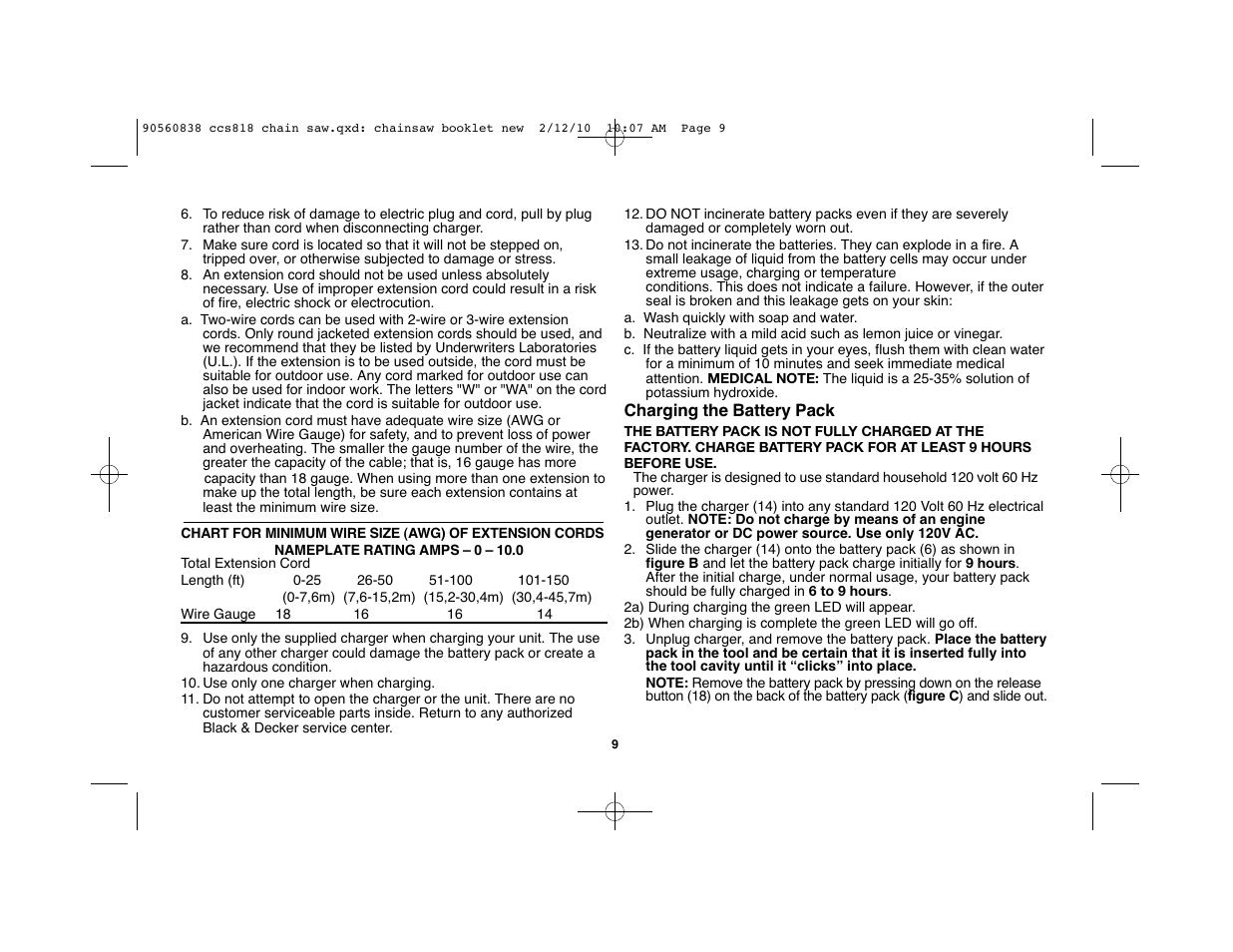 Black & Decker CCS818 User Manual | Page 9 / 56